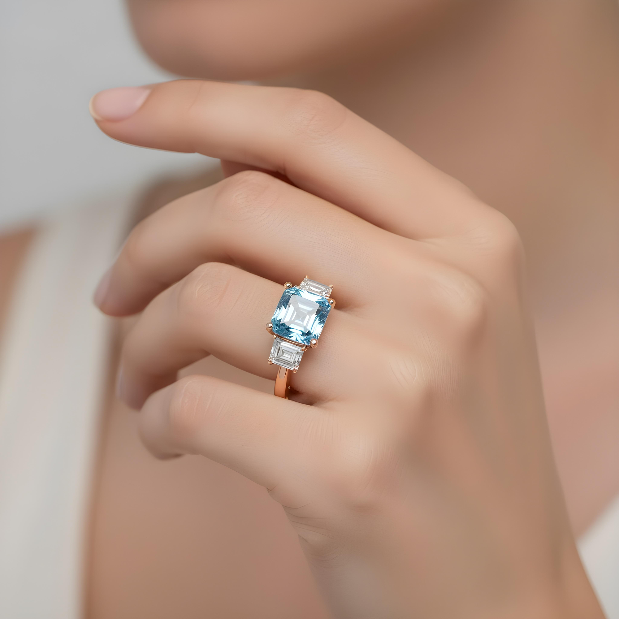 Platinum 3.0ct Fancy Vivid Blue Asscher Cut Diamond Ring 3.62ctw