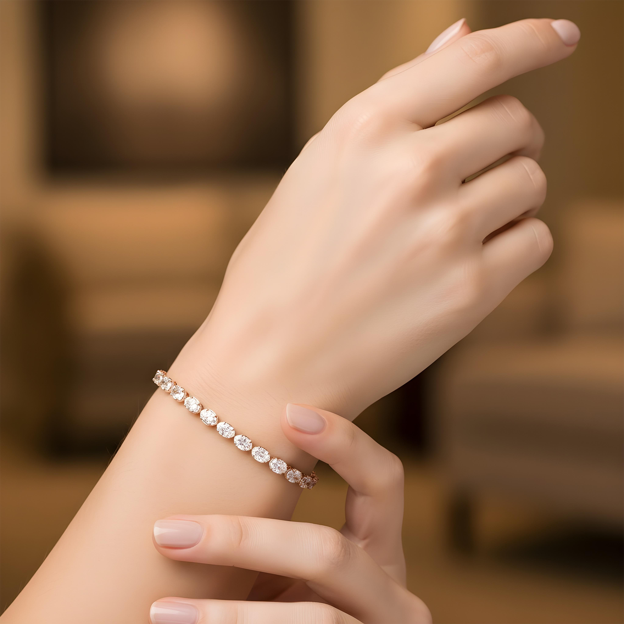 14K Yellow Gold Oval Cut Diamond Tennis Bracelet 10.74ct