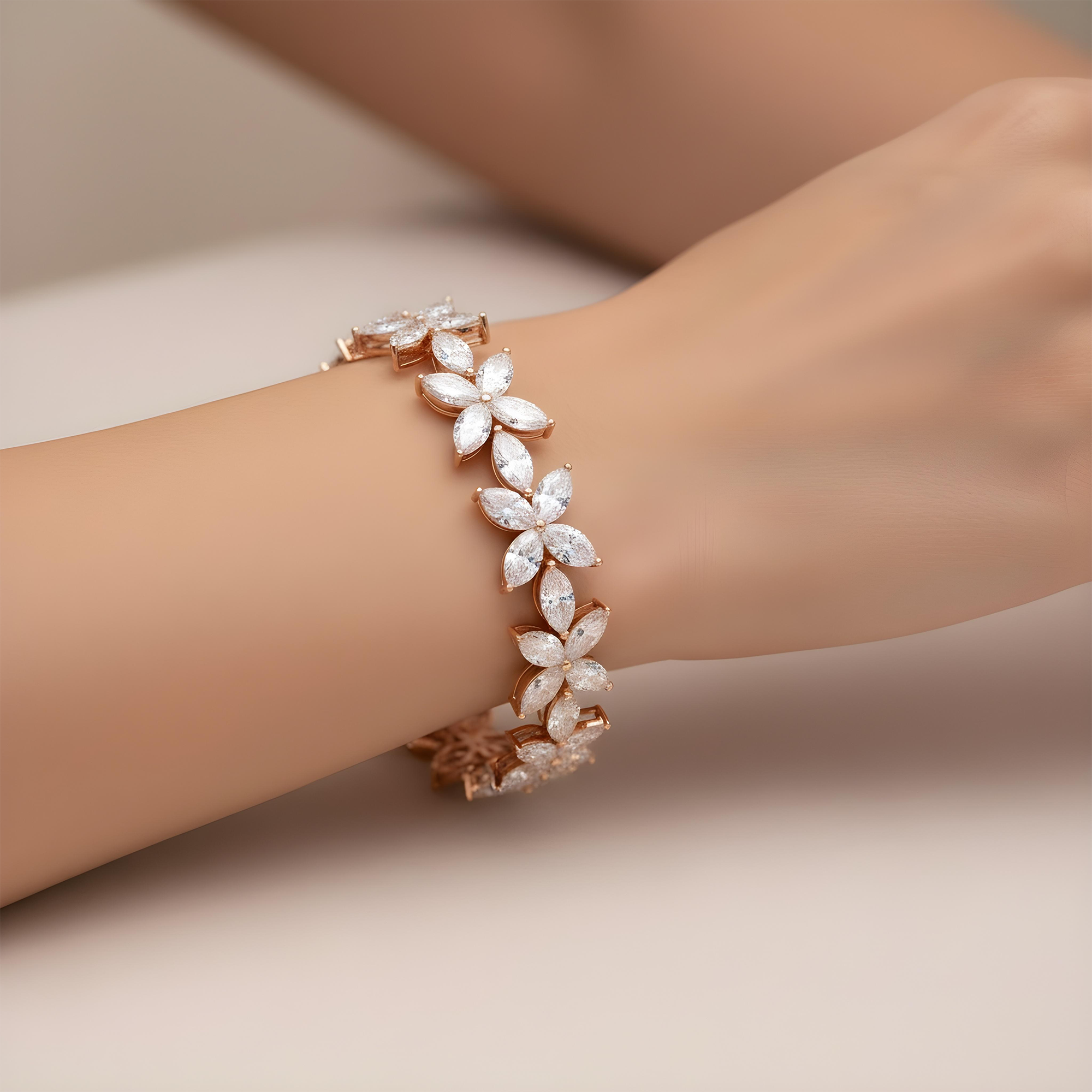 14K White Gold Marquise Cut Diamond Bracelet 25.85ct