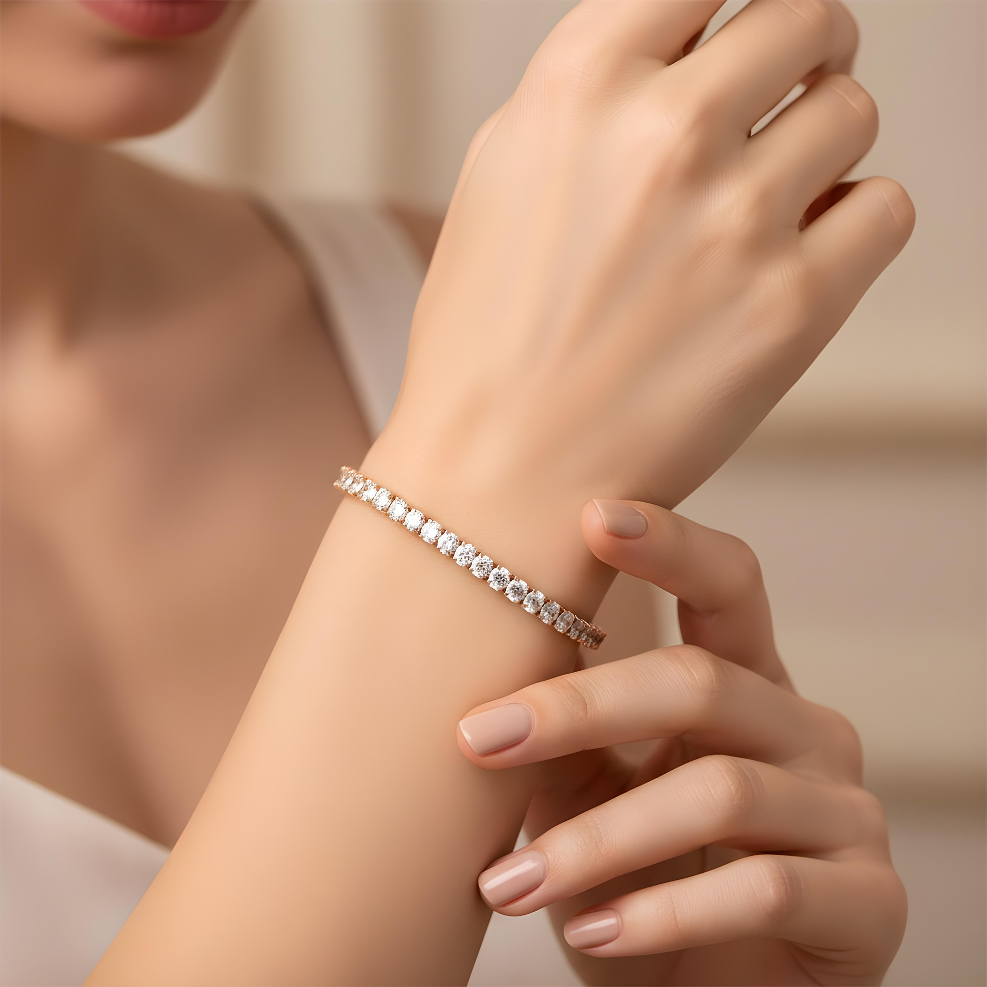 14K White Gold Oval Cut Diamond Tennis Bracelets 8.07ct