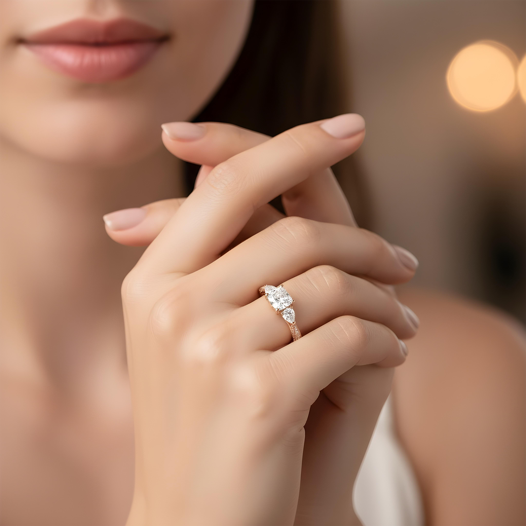 18K White Gold 1.02ct Cushion Diamond Engagement Ring 1.77ctw