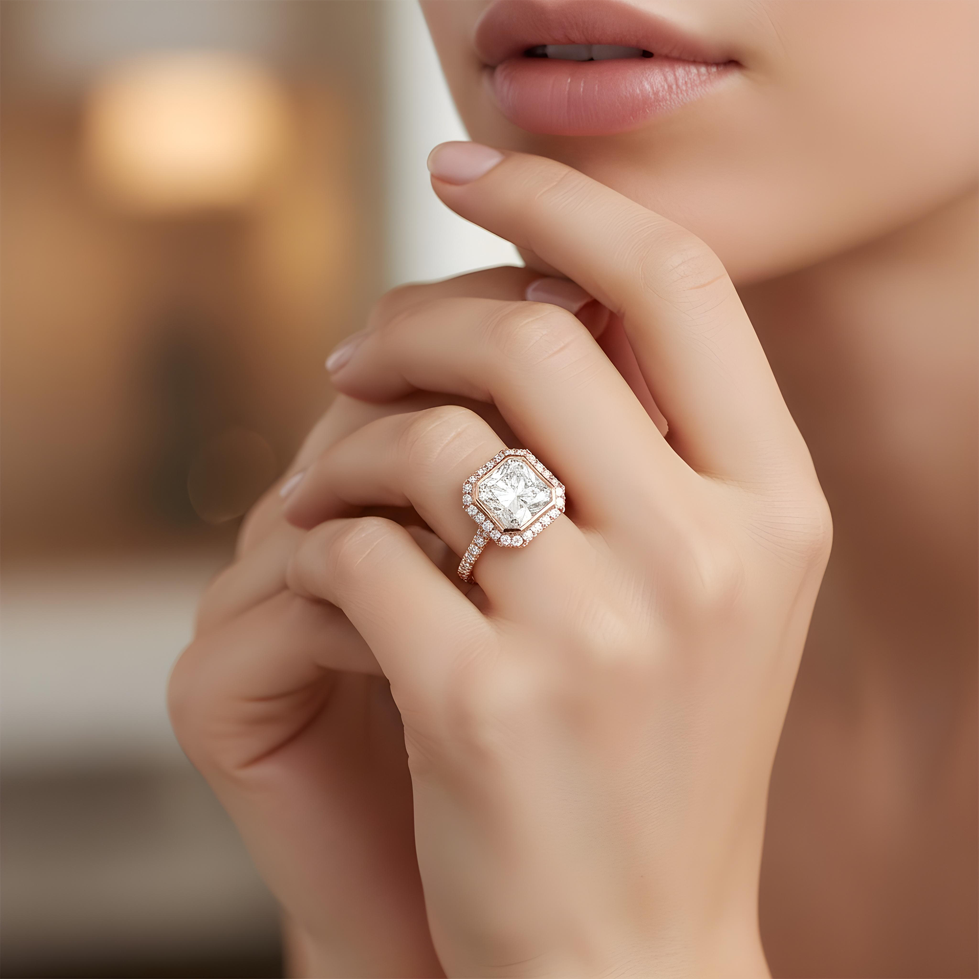 18K White Gold 4.07ct Cushion Diamond Engagement Ring 4.98ctw