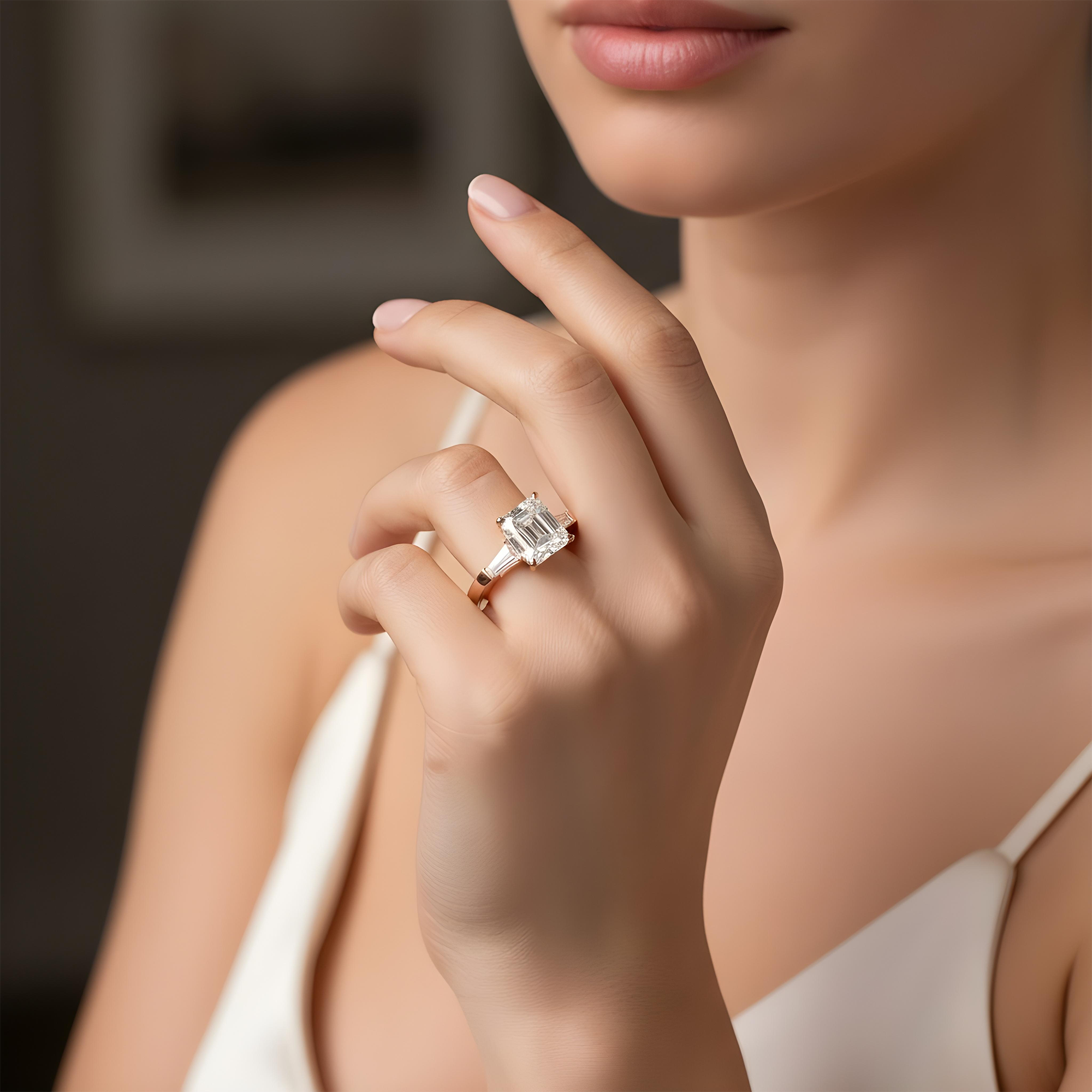 Platinum 4.02ct Emerald Diamond Engagement Ring 4.46ctw