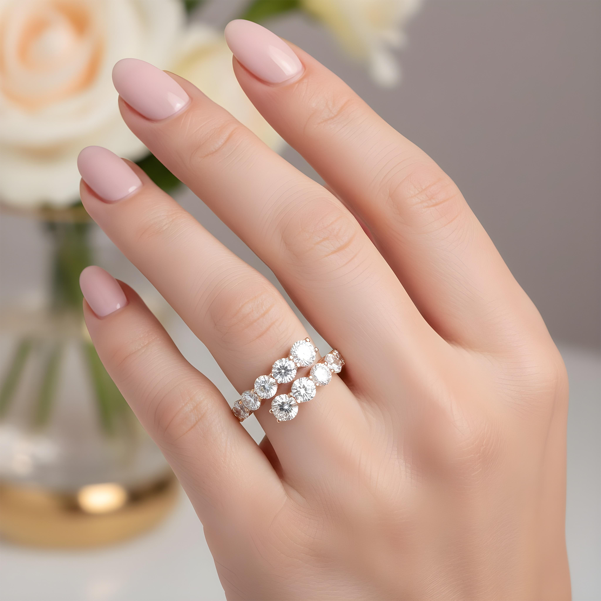 14K White Gold Round Diamond Wrap Ring 3.89ct