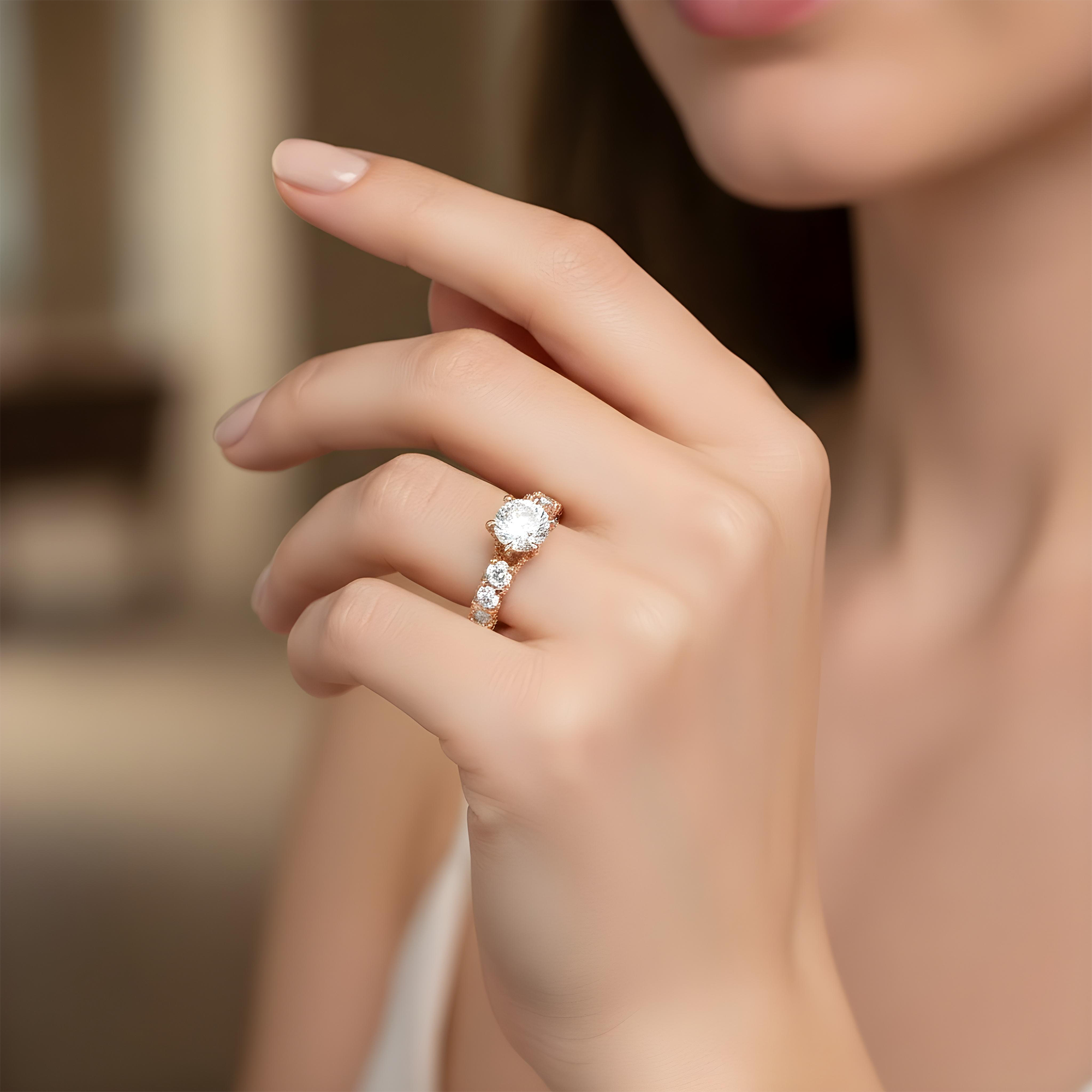 18K White Gold 6-Prong 3.06ct Round Diamond Engagement Ring 7.26ctw