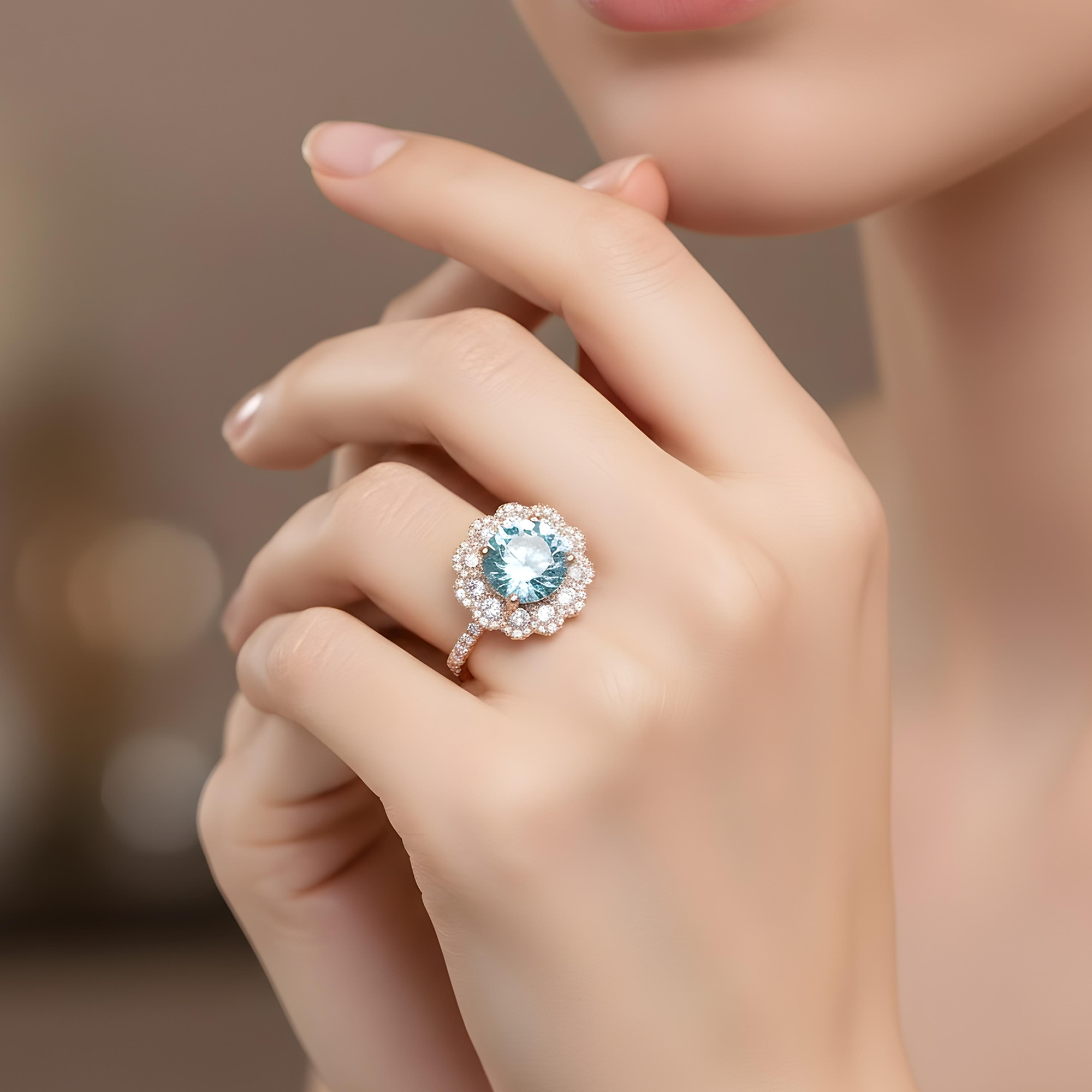 18K White Gold 4.02ct Fancy Intense Blue Fancy Diamond Engagement Ring 5.25ct