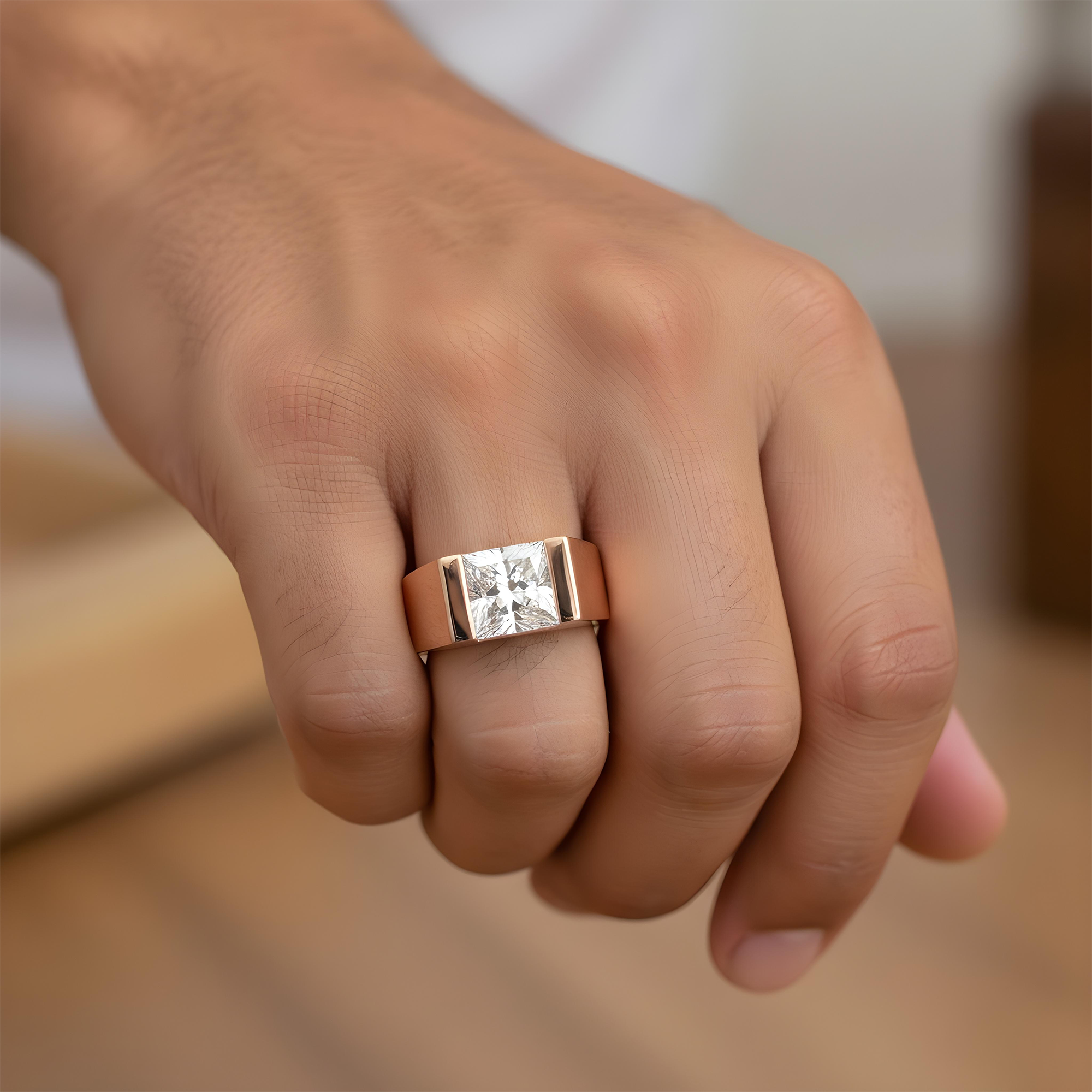 IGI 14K White Gold Solitaire Princess Cut Diamond Ring 5.01ct