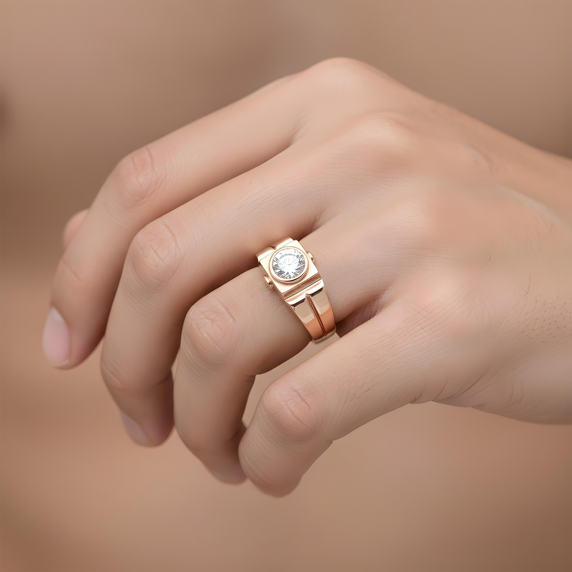 14K Yellow Gold Bezel Set Solitaire Round Diamond Ring 1.05ct