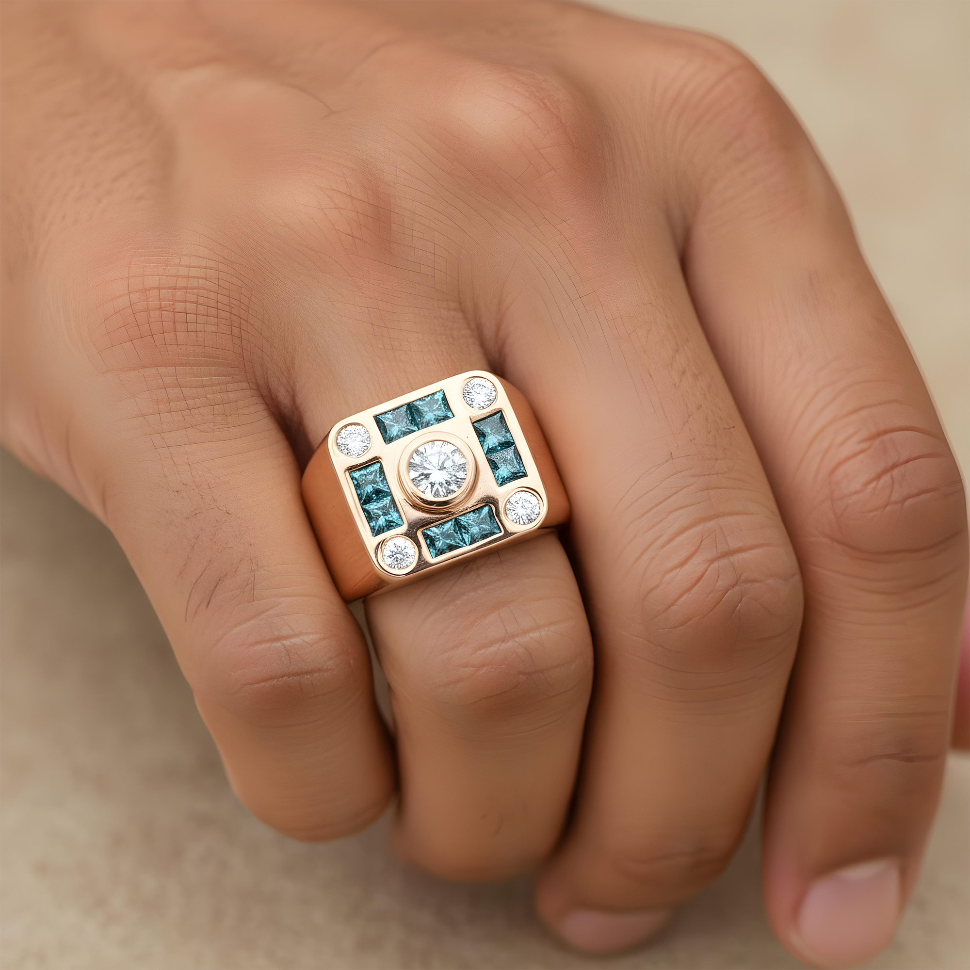 14K White Gold Princess Cut Fancy Blue & White Diamond Ring 2.68ct