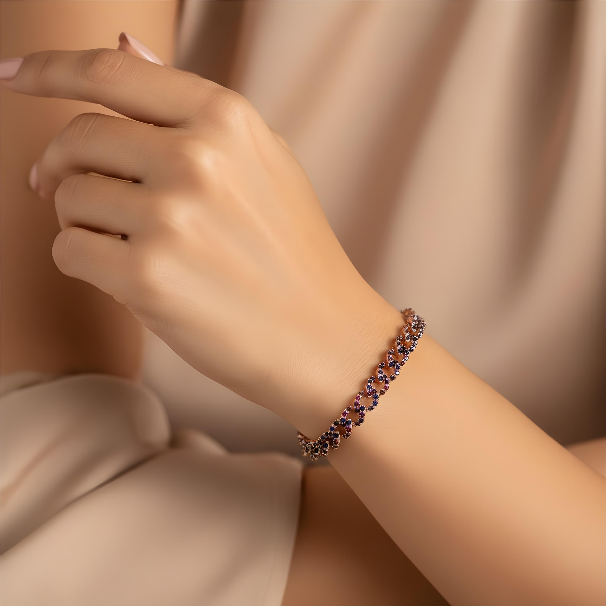 14K White Gold 6mm Sapphire Cuban Link Bracelet