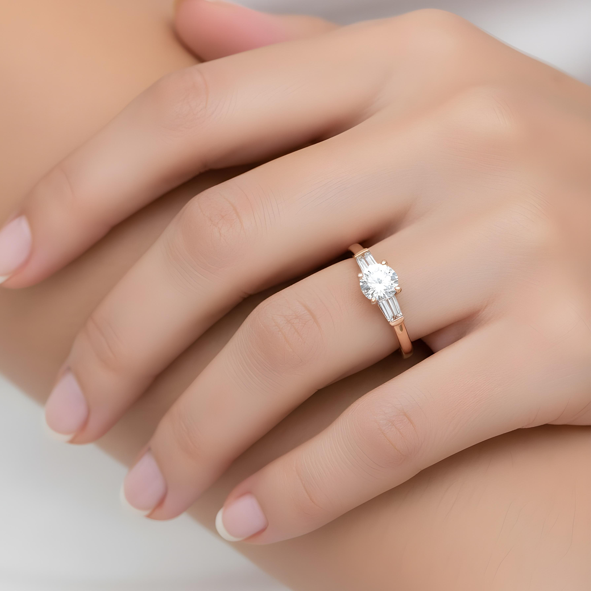 14K White Gold 1.57ct Round Cut Triple Diamond Engagement Ring 1.93ctw