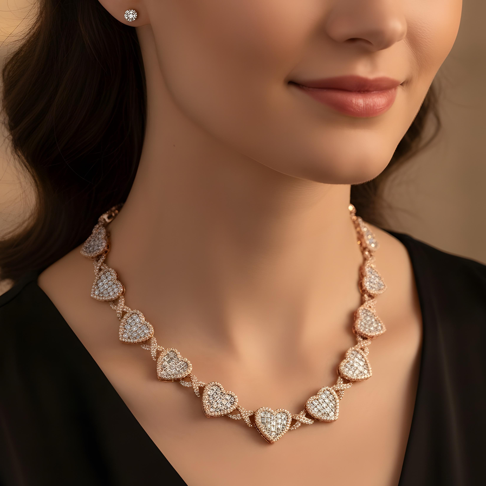 14K White Gold "Infinite Love" Asscher Cut Diamond Necklace 37.65ct