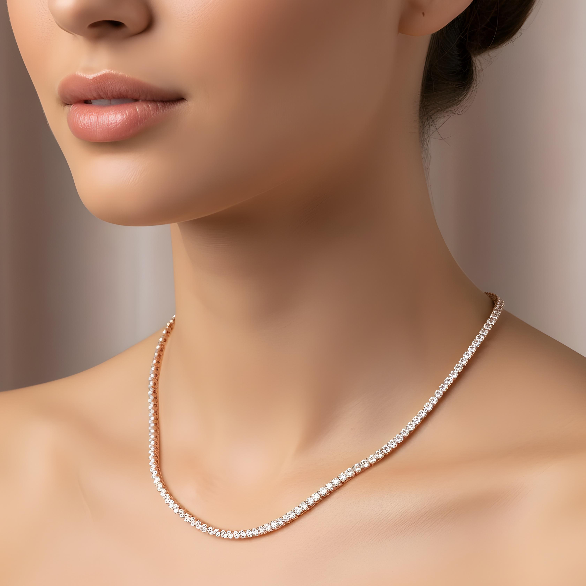 14K White Gold Round Diamond Tennis Chain 23.53ct