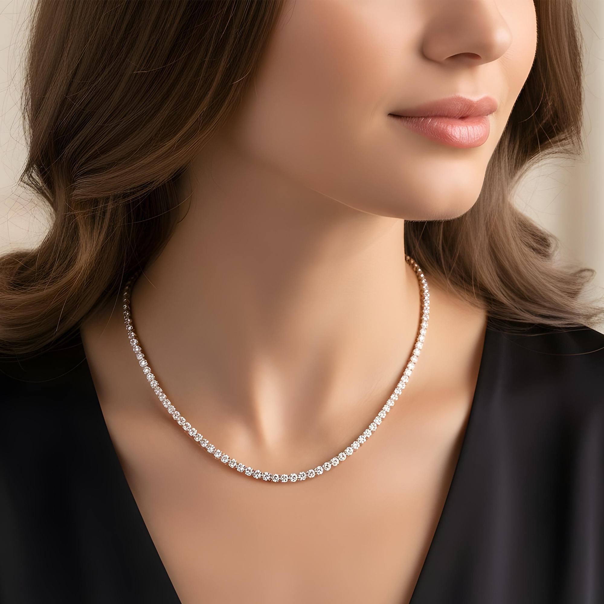 14K White Gold Round Diamond Tennis Chain 7.75ct (16"-22")