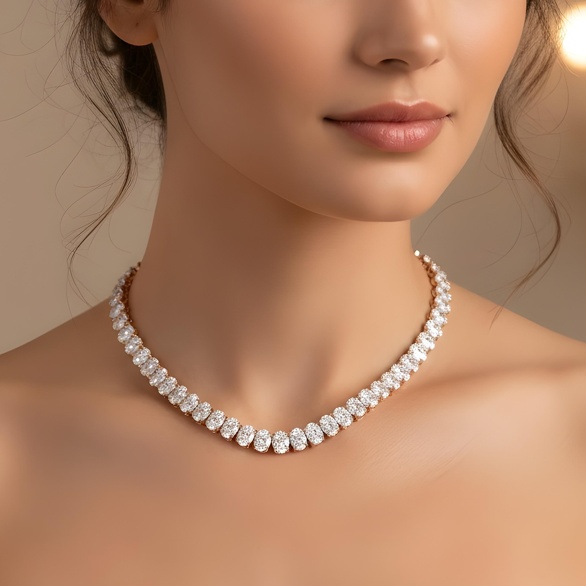 14K White Gold Oval Cut Diamond Tennis Chain 99.50ct