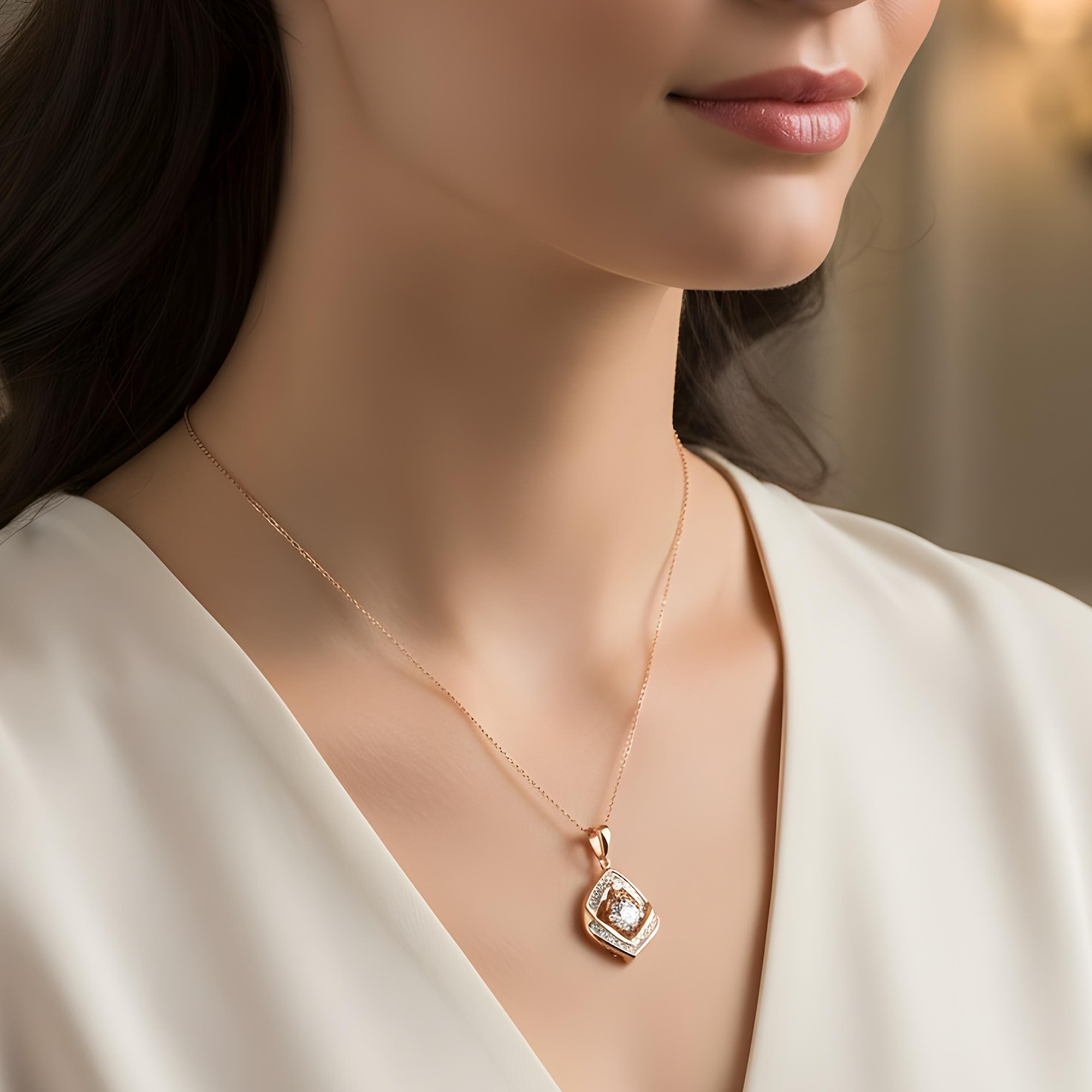 14K White Gold Baguette & Round Diamond Pendant & Chain Necklace 1.0ct
