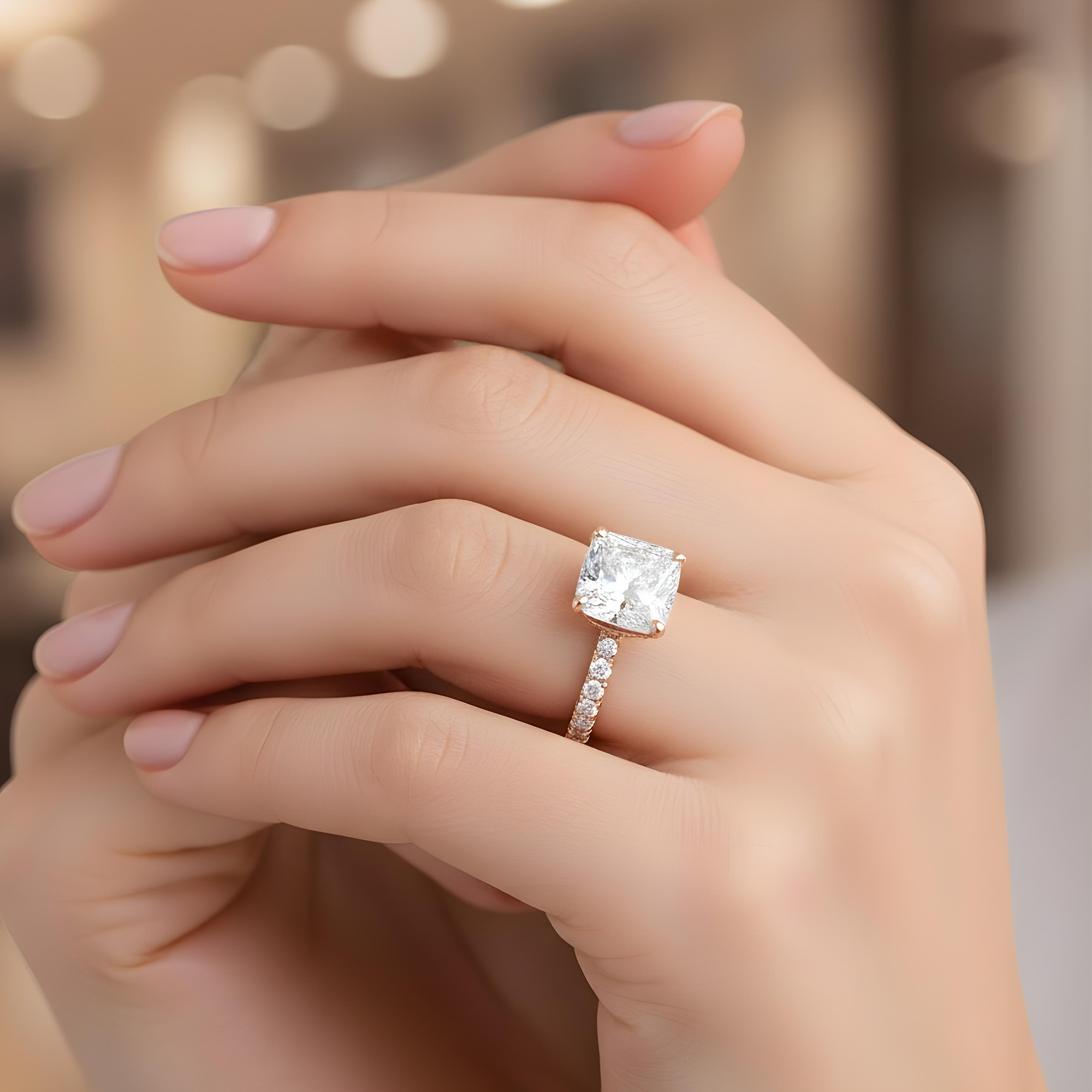 GIA 18K White Gold 2.08ct Cushion Cut Diamond Engagement Ring 2.62ctw