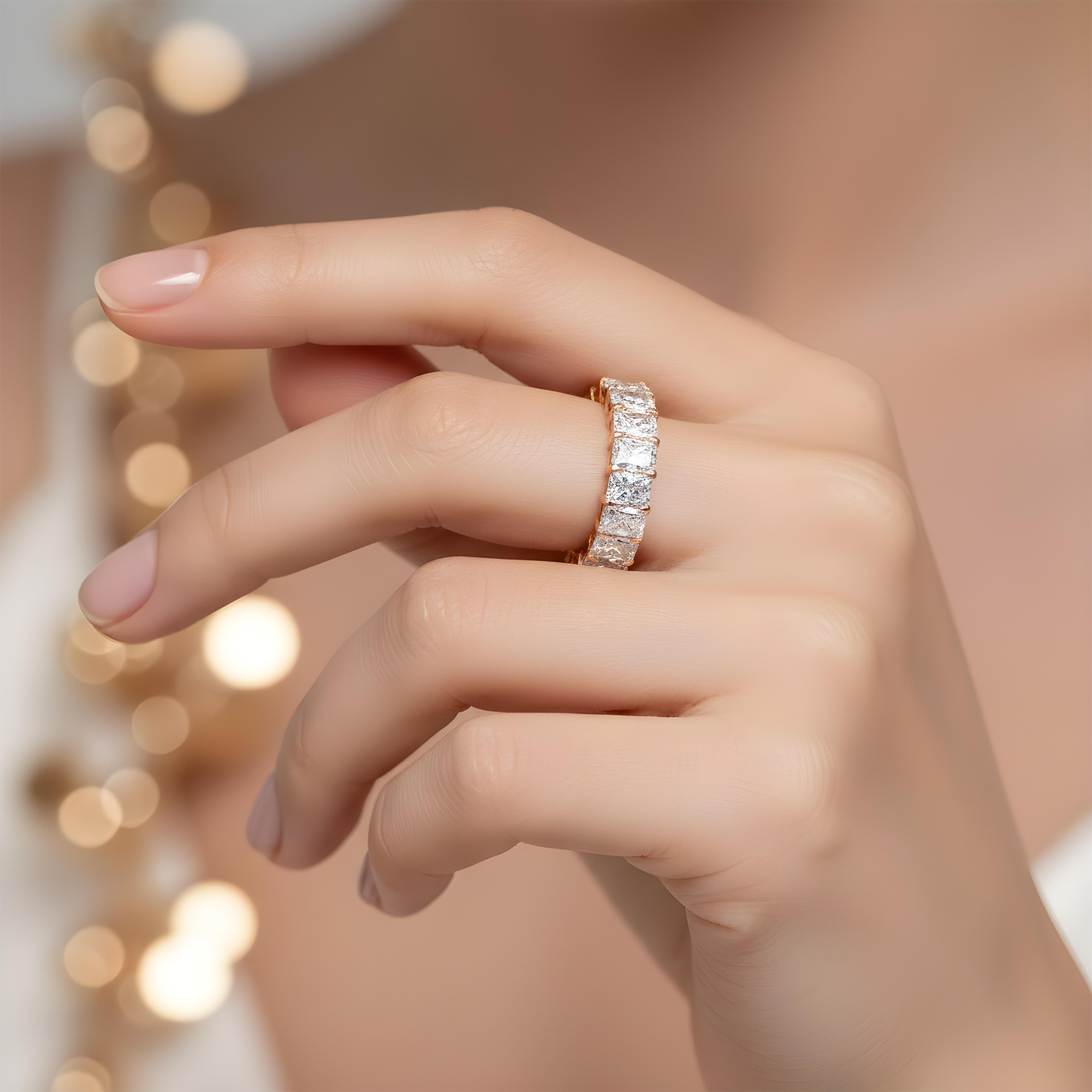 18K White Gold Radiant Cut Diamond Eternity Ring 4.88ct (size 6-8)