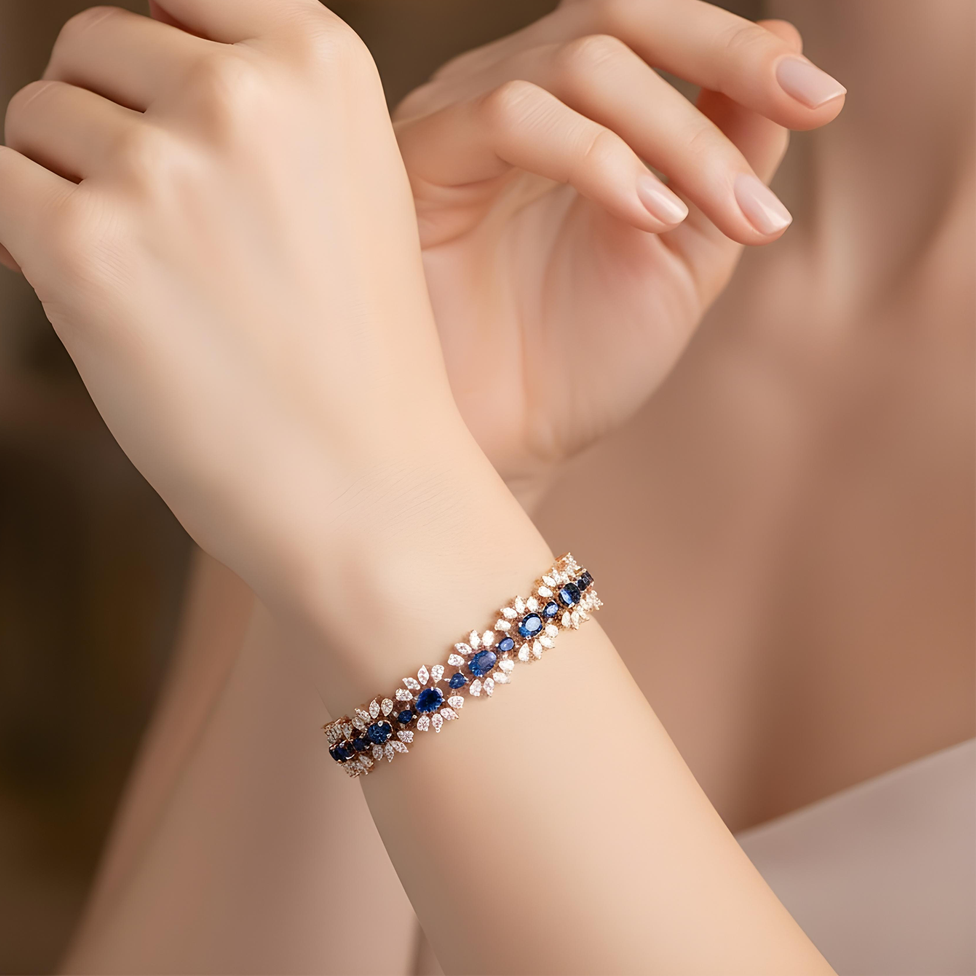 14K White Gold Sapphire & Diamond Bracelet 28.41ctw