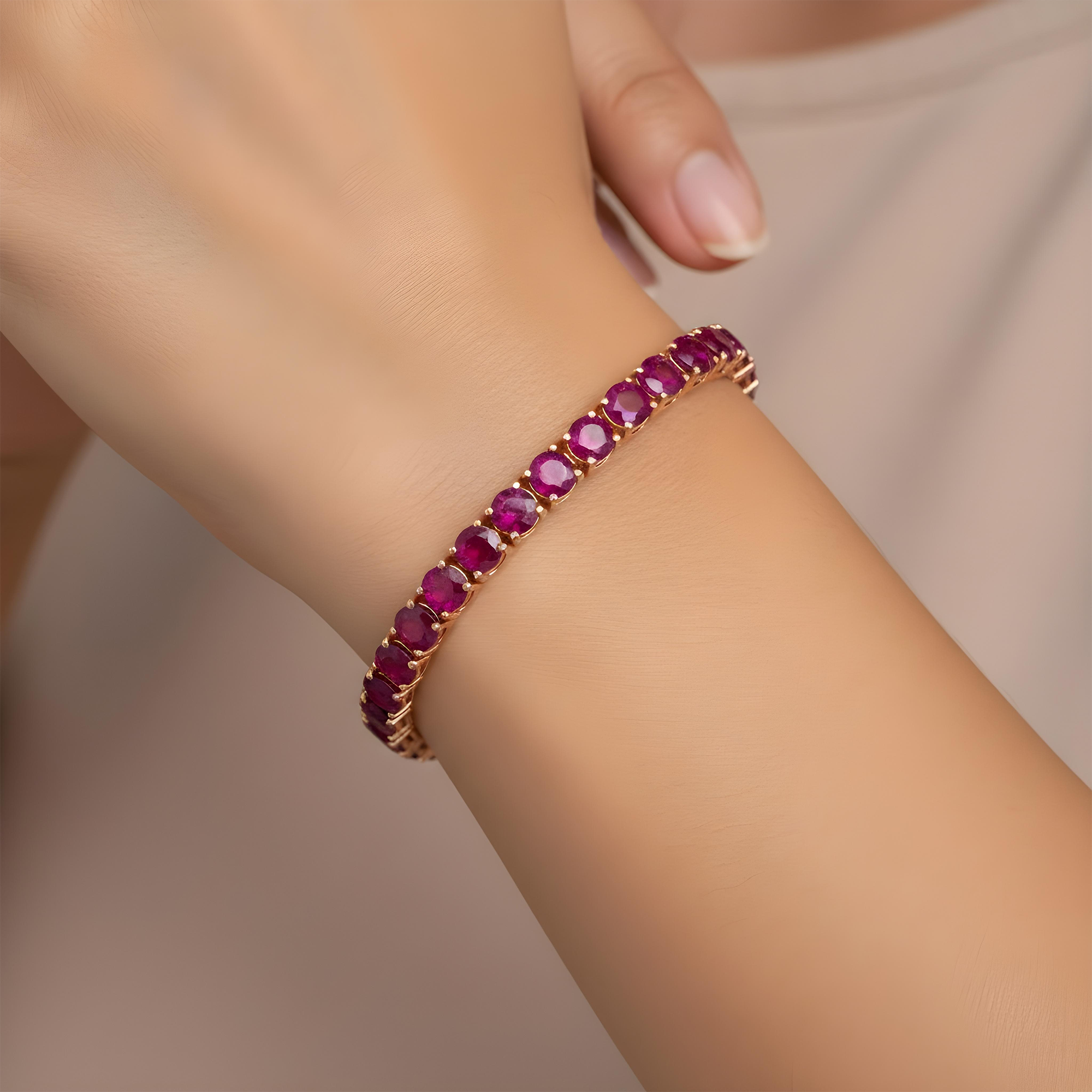 14K White Gold Round Ruby Tennis Bracelet 22.35ct