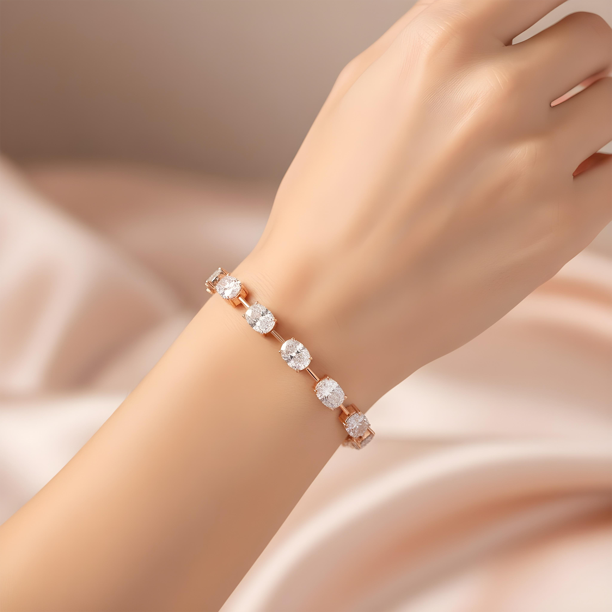 IGI 14K White Gold Oval & Cushion Cut Diamond Satellite Bracelet 34.20ct