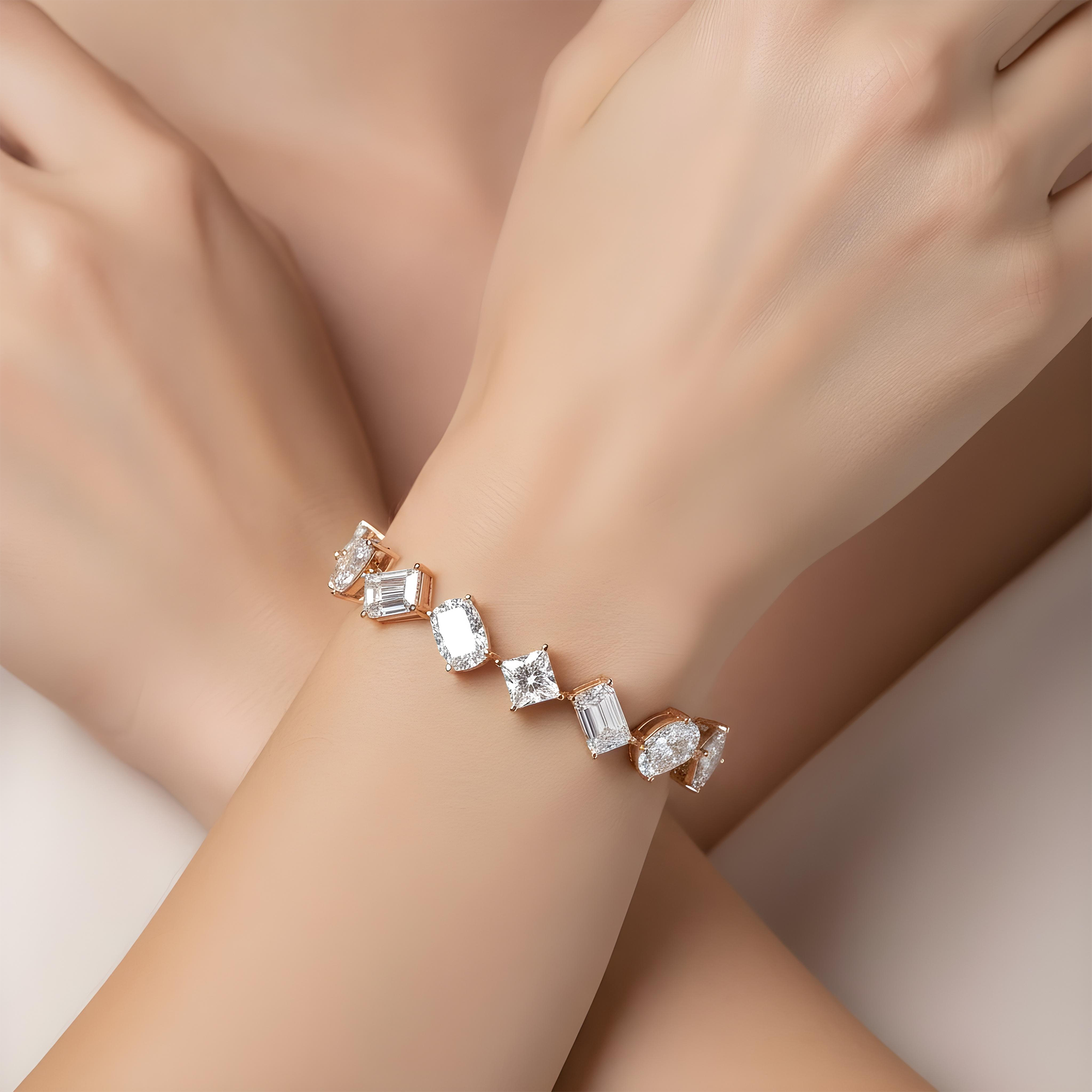 Platinum Multi Cut Diamond Satellite Bracelet 52.89ct