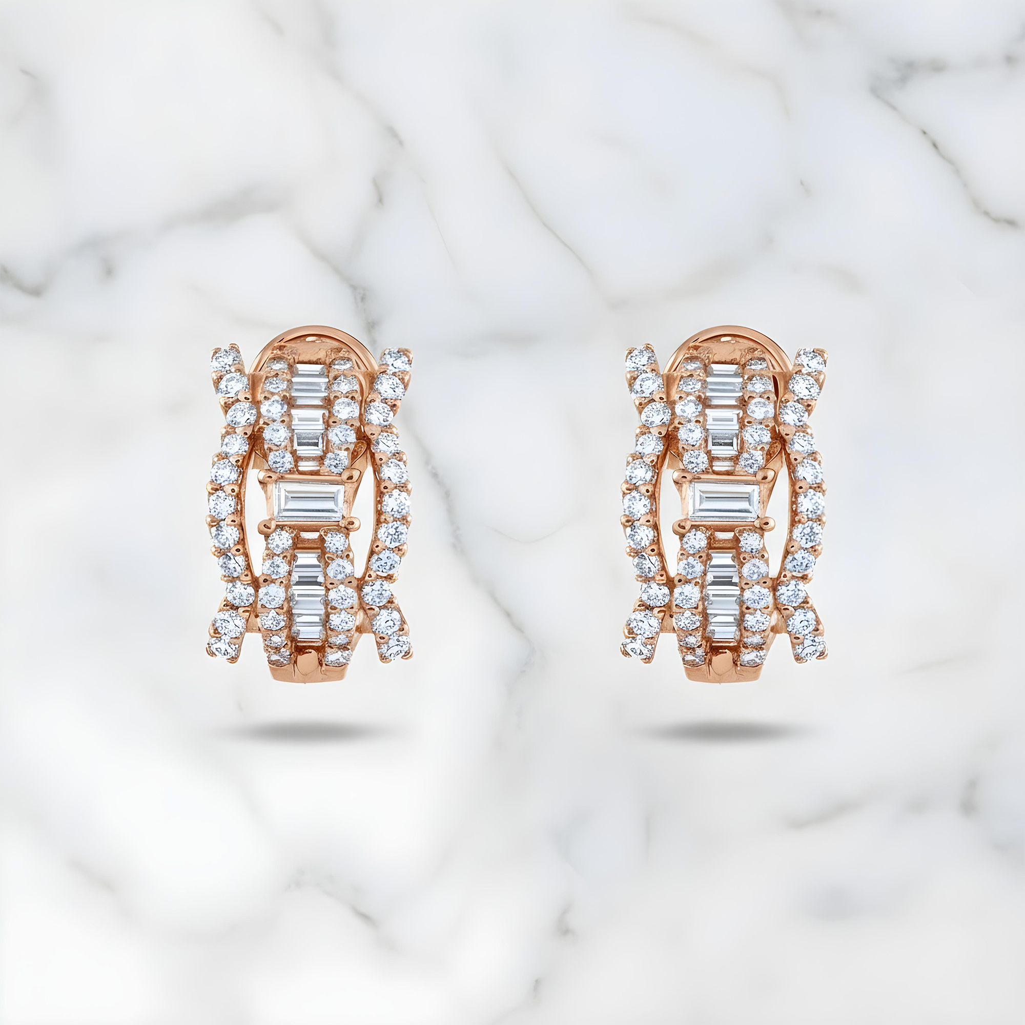18K White Gold Round & Emerald Cut Diamond Stud Earrings 1.80ctw