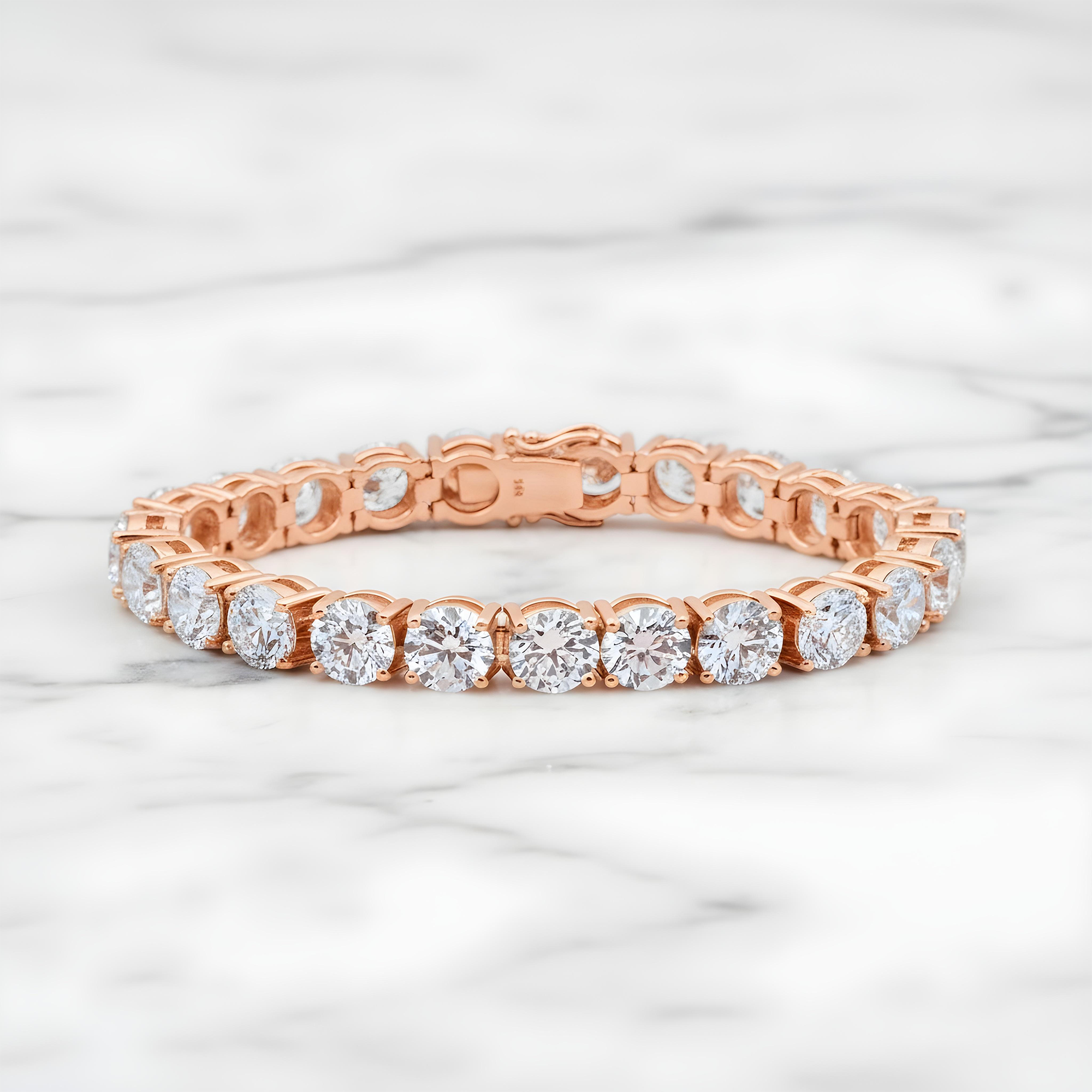 14K White Gold Round Diamond Tennis Bracelet 46.11ct