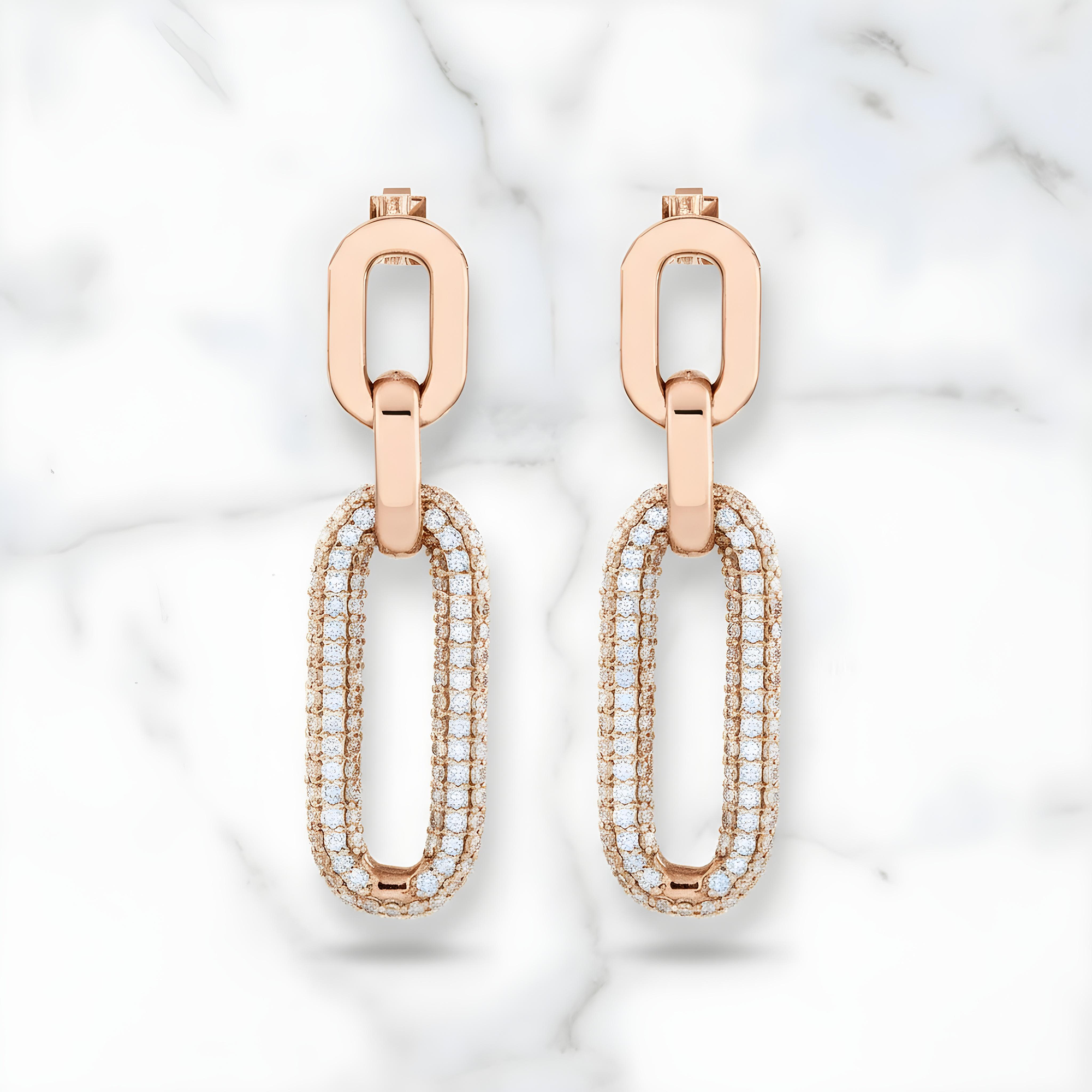 14K Yellow Gold Round Diamond Drop Earrings 3.11ctw
