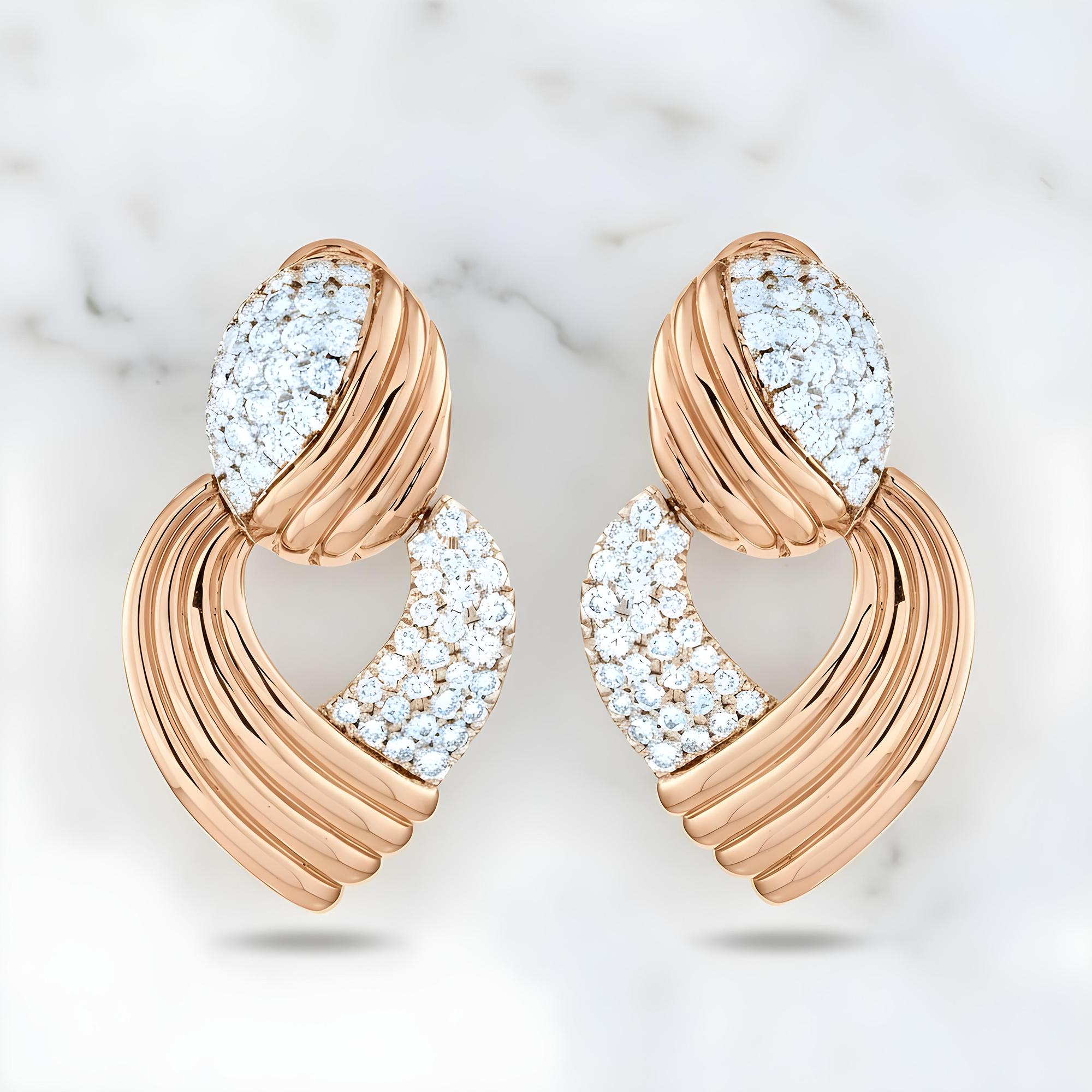 14K Yellow Gold Round Diamond Drop Earrings 1.79ctw