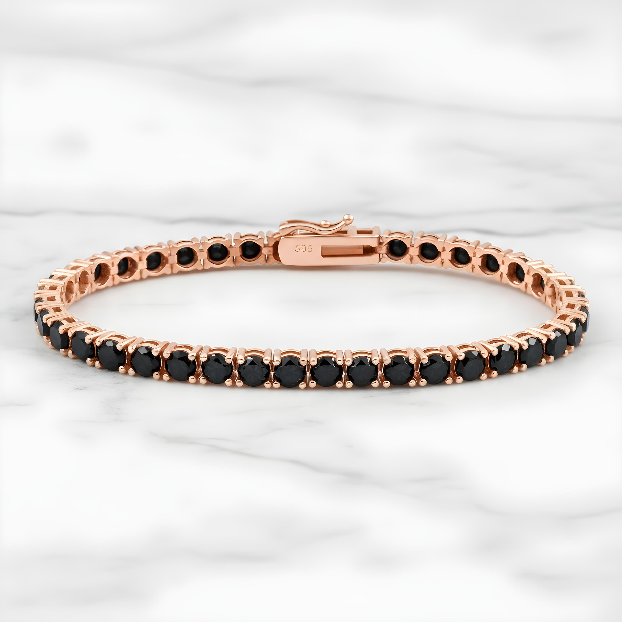 14K Black Gold Black Round Diamond Tennis Bracelet 12.56ct