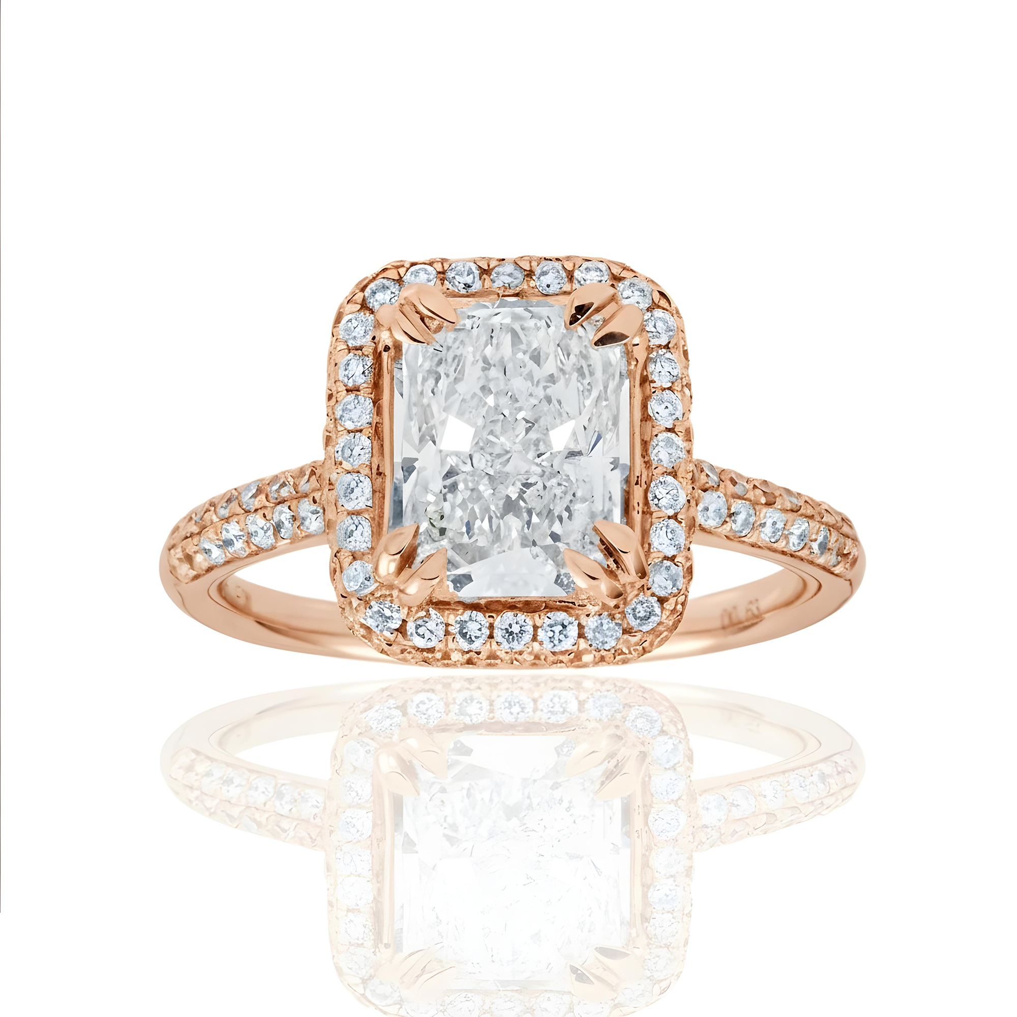 14K White Gold 2.05ct Radiant Diamond Engagement Ring 2.67ctw