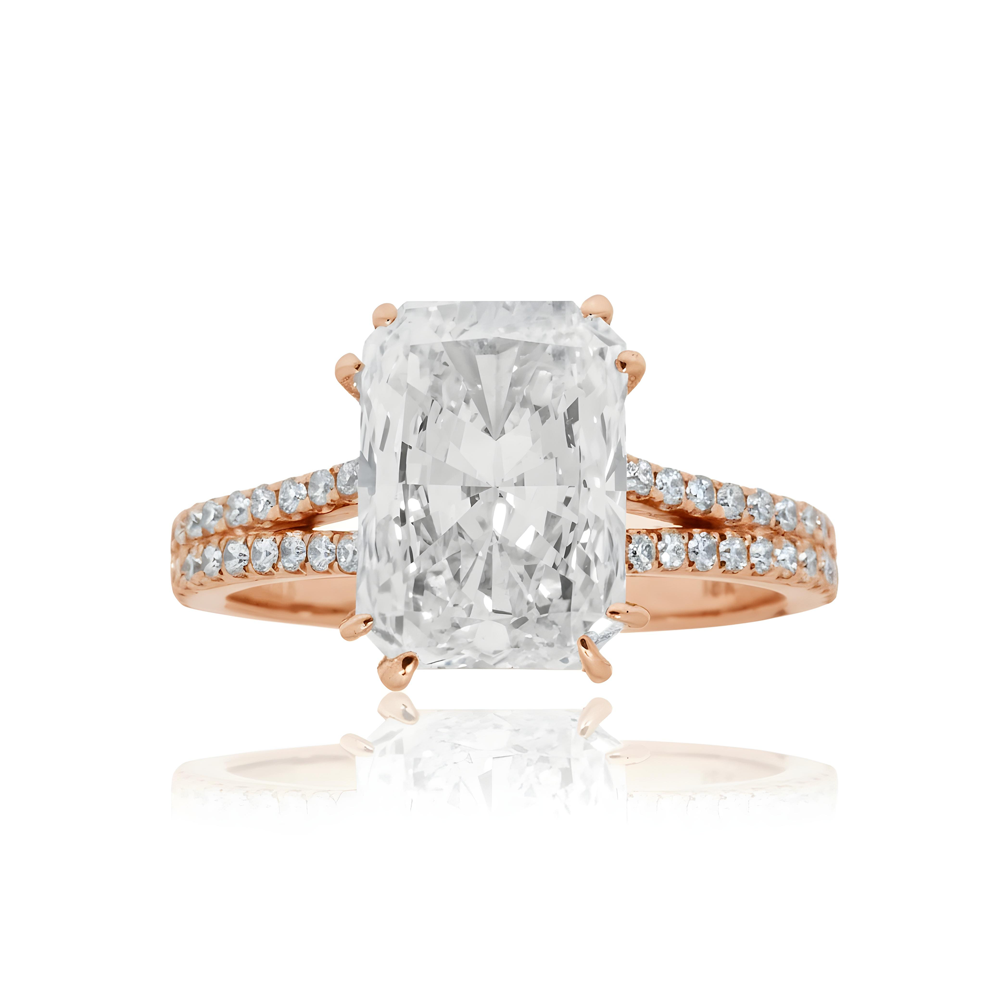 18K White Gold 4.41ct Elongated Cushion Cut Diamond Engagement Ring