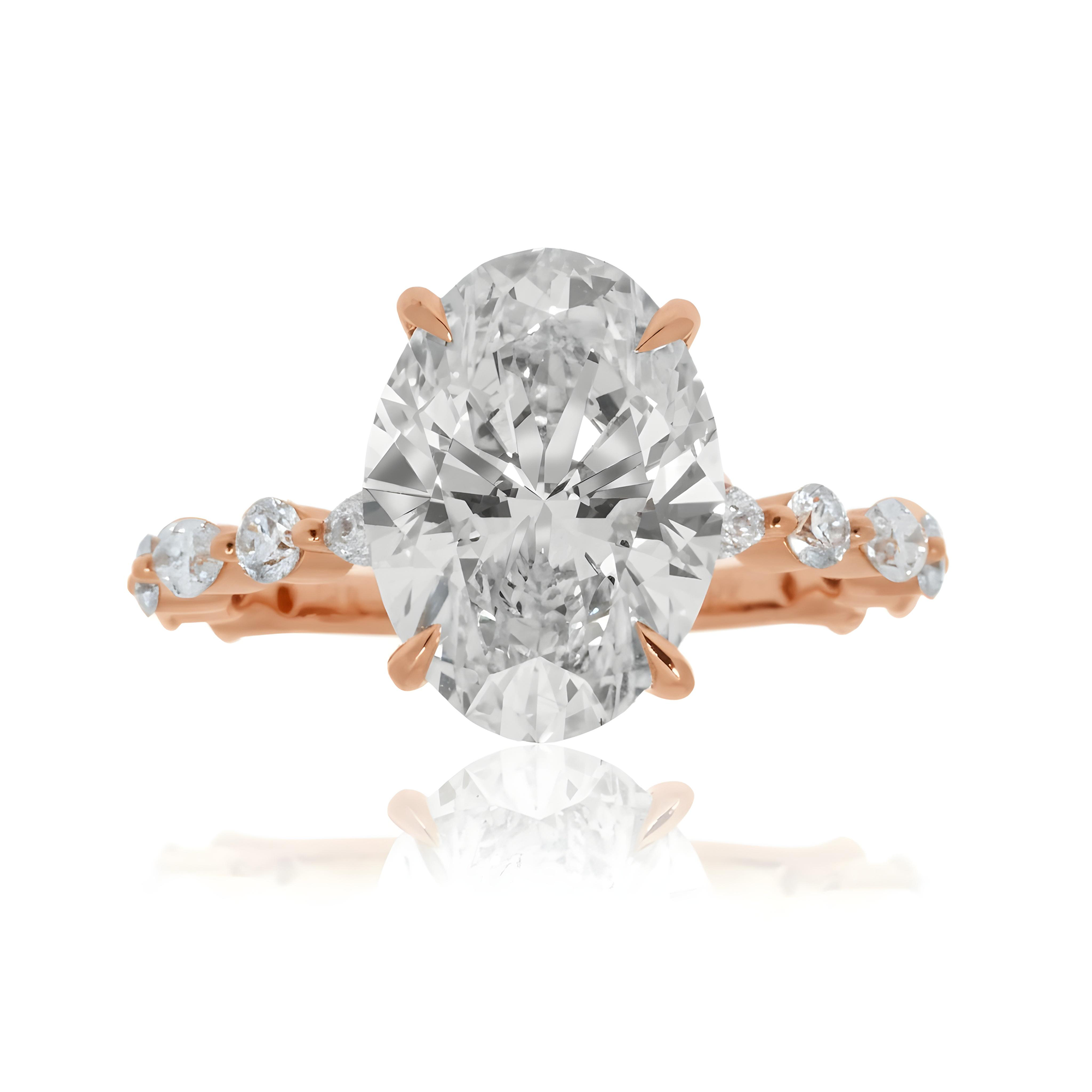 GIA 18K White Gold 4ct Oval Cut Diamond Engagement Ring 5ctw