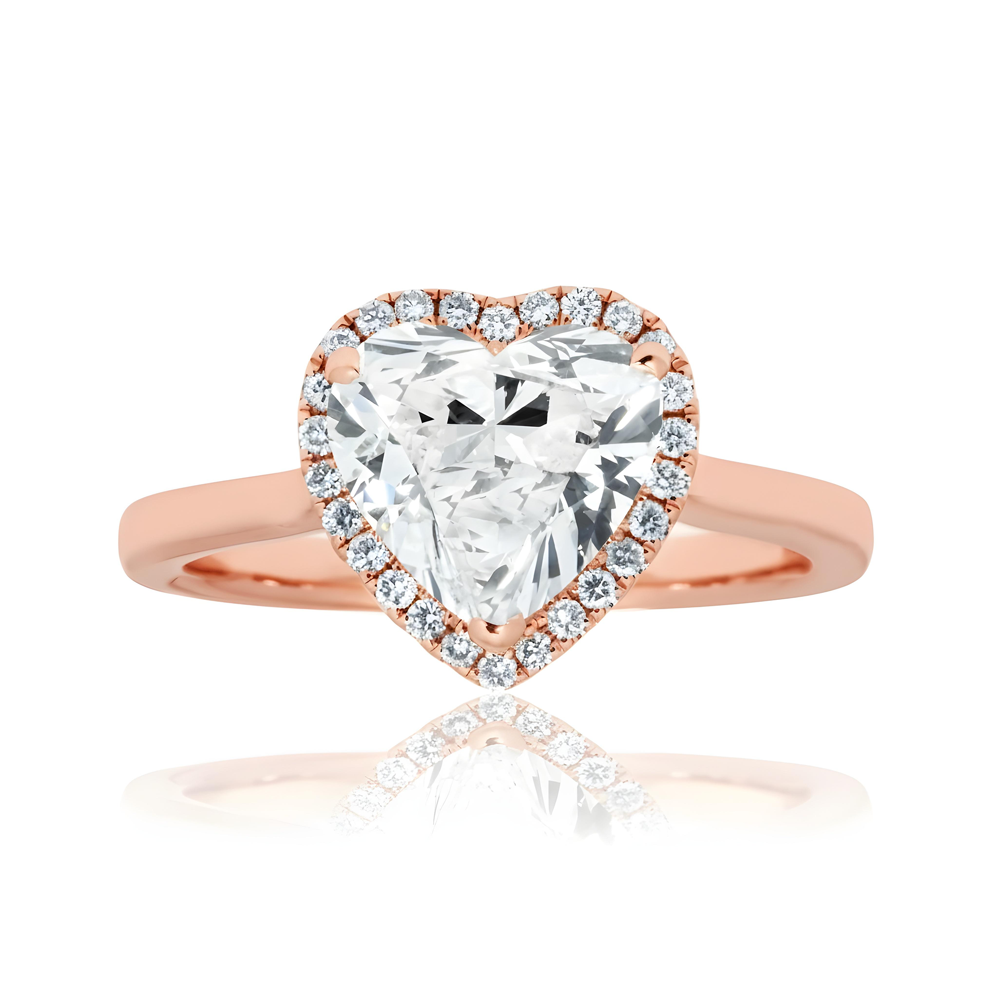 18K White Gold 2.36ct Heart Cut Diamond Engagement Ring 2.52ctw