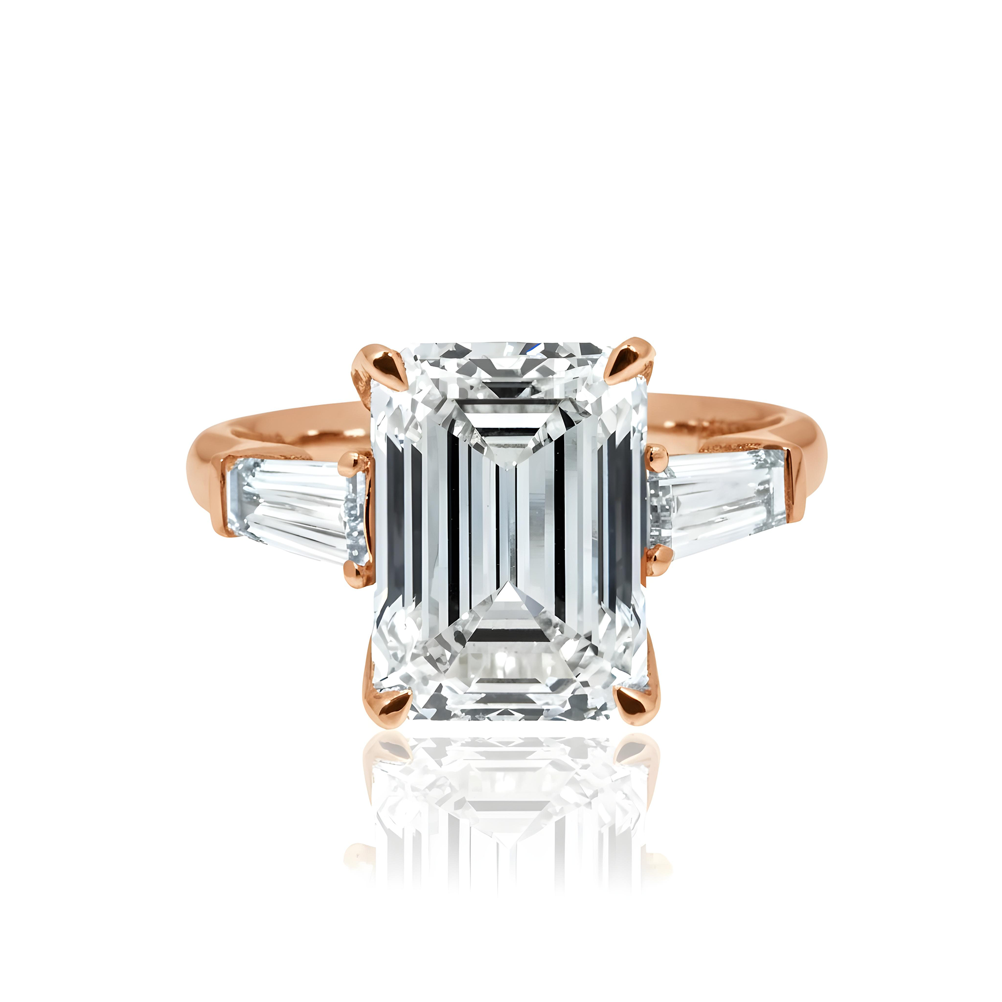 GIA Platinum 5.12 Emerald Cut Triple Diamond Engagement Ring 5.78ctw