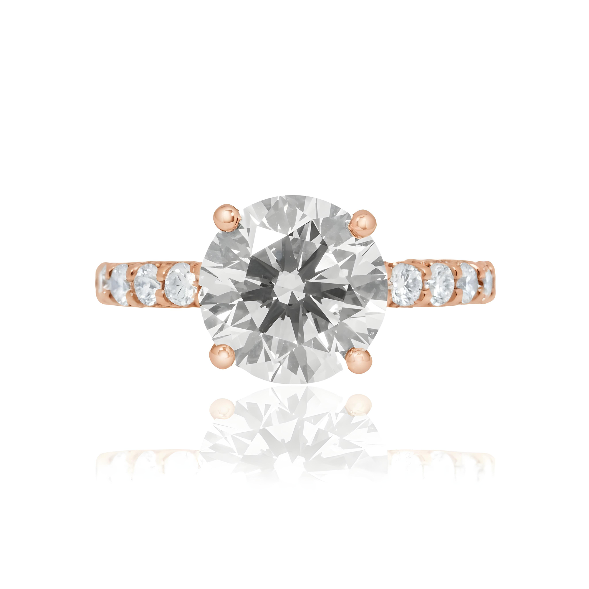18K White Gold 5ct Round Diamond Engagement Ring 7.02ctw