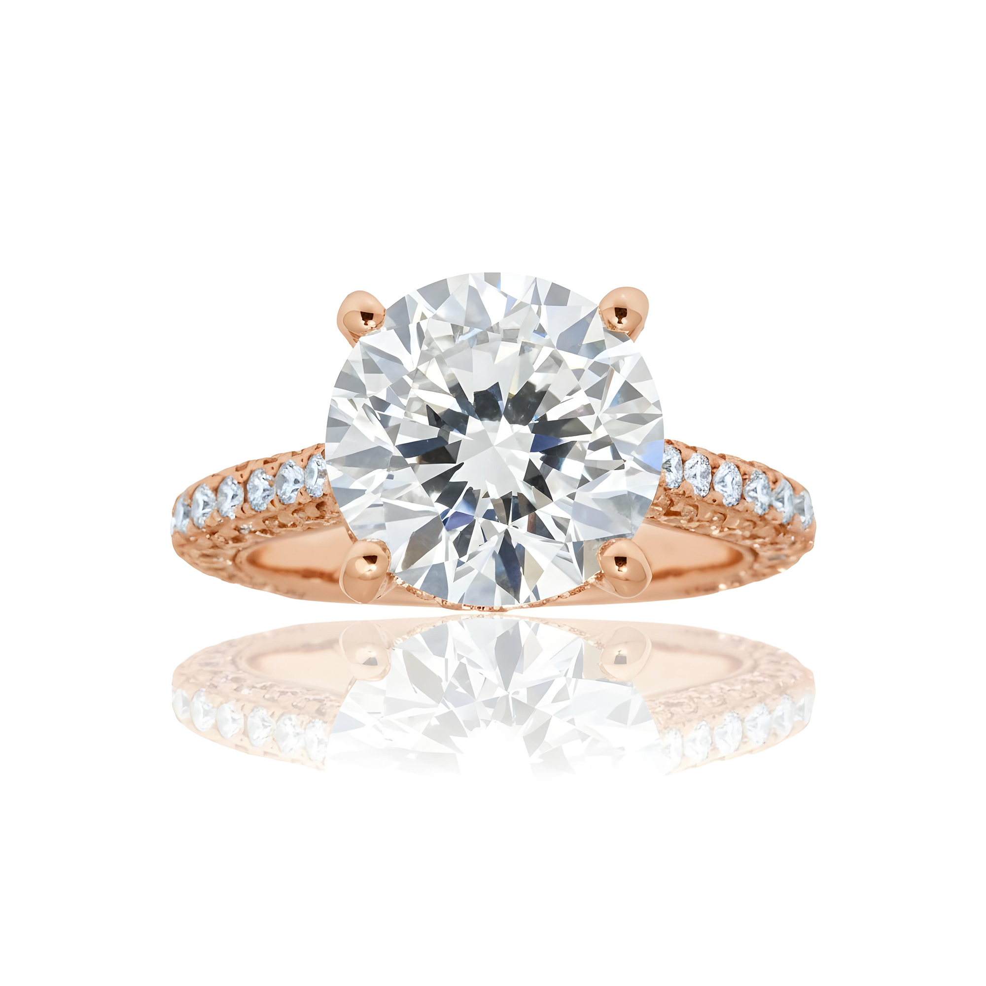 18K White Gold 5.22ct Round Cut Diamond Engagement Ring 7.0ctw