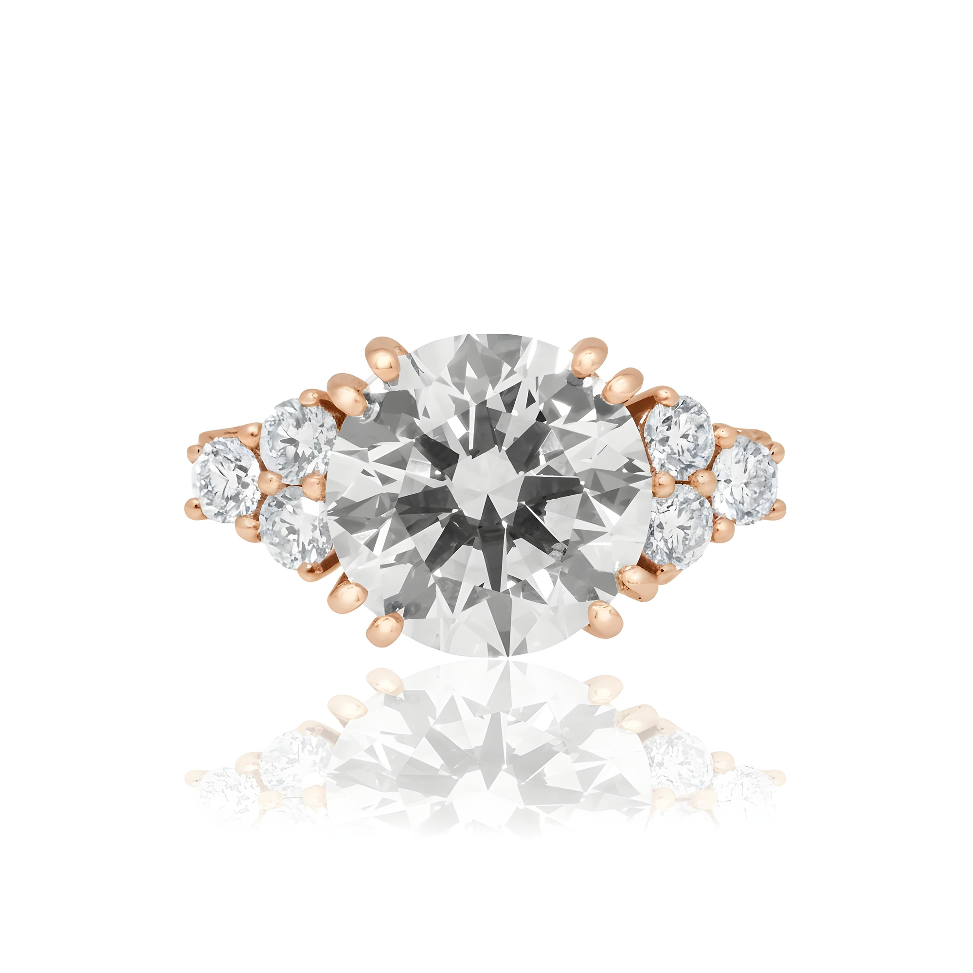 GIA 18K White Gold 5.62ct Round Cut Triple Diamond Engagement Ring 7.47ctw