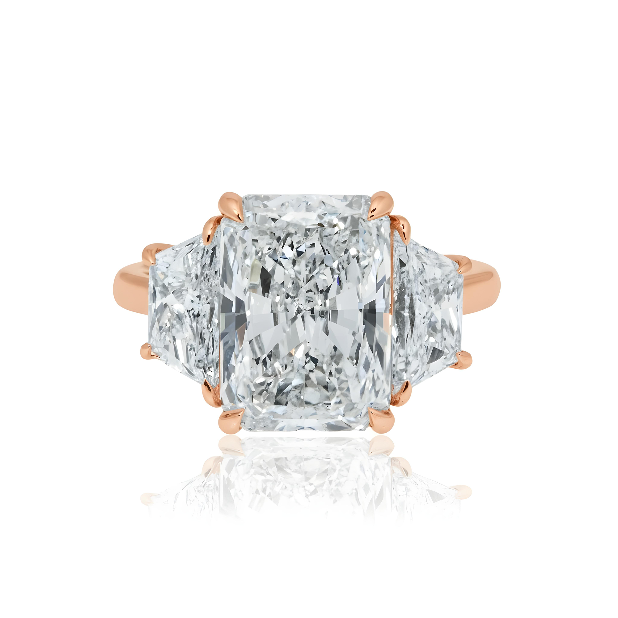 GIA Platinum 5.02ct Radiant Cut Triple Diamond Engagement Ring 6.77ctw