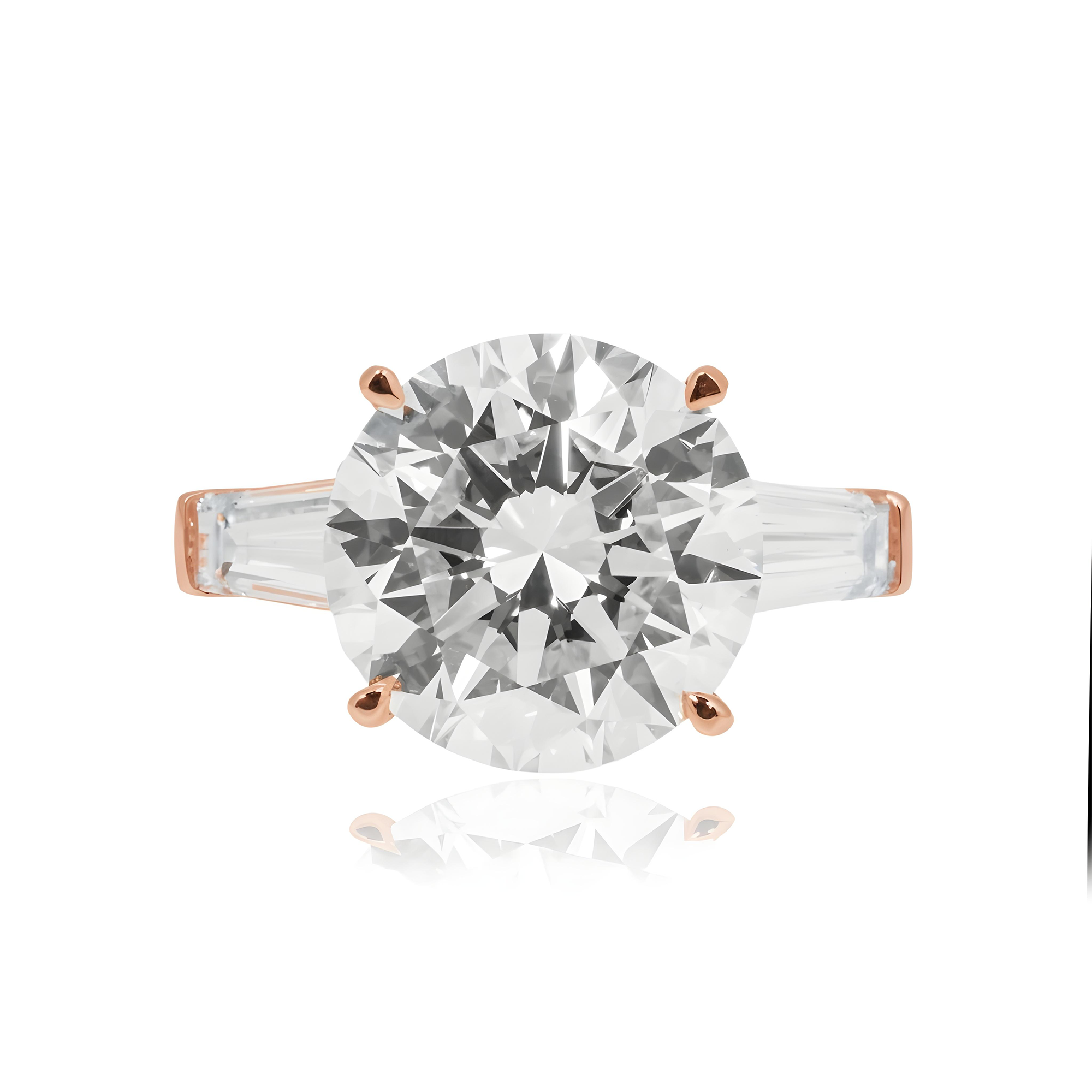 18K White Gold 7ct Round Cut Triple Diamond Engagement Ring 8.51ctw