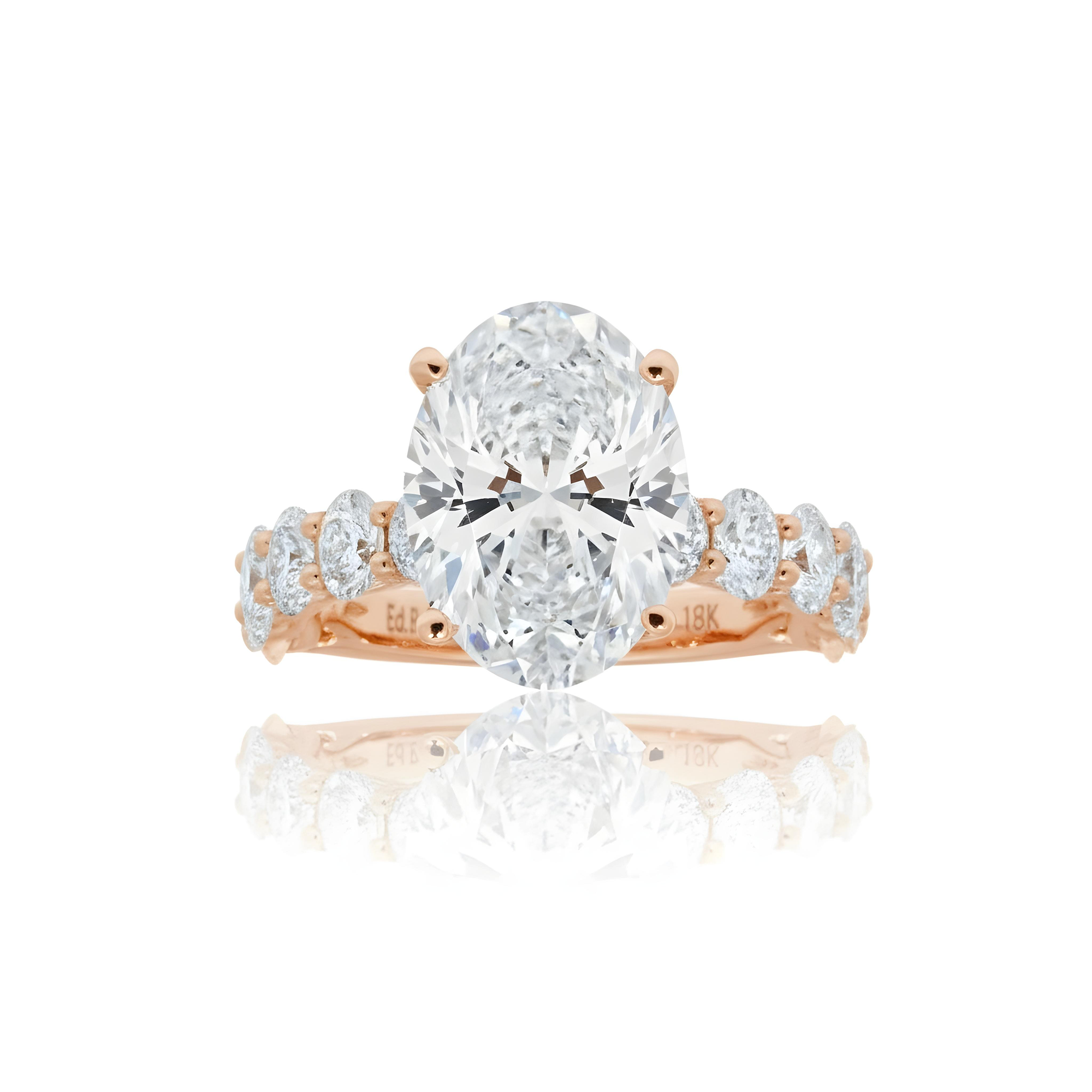 18K White Gold 4.73ct Oval Cut Engagement Ring 7.38ctw
