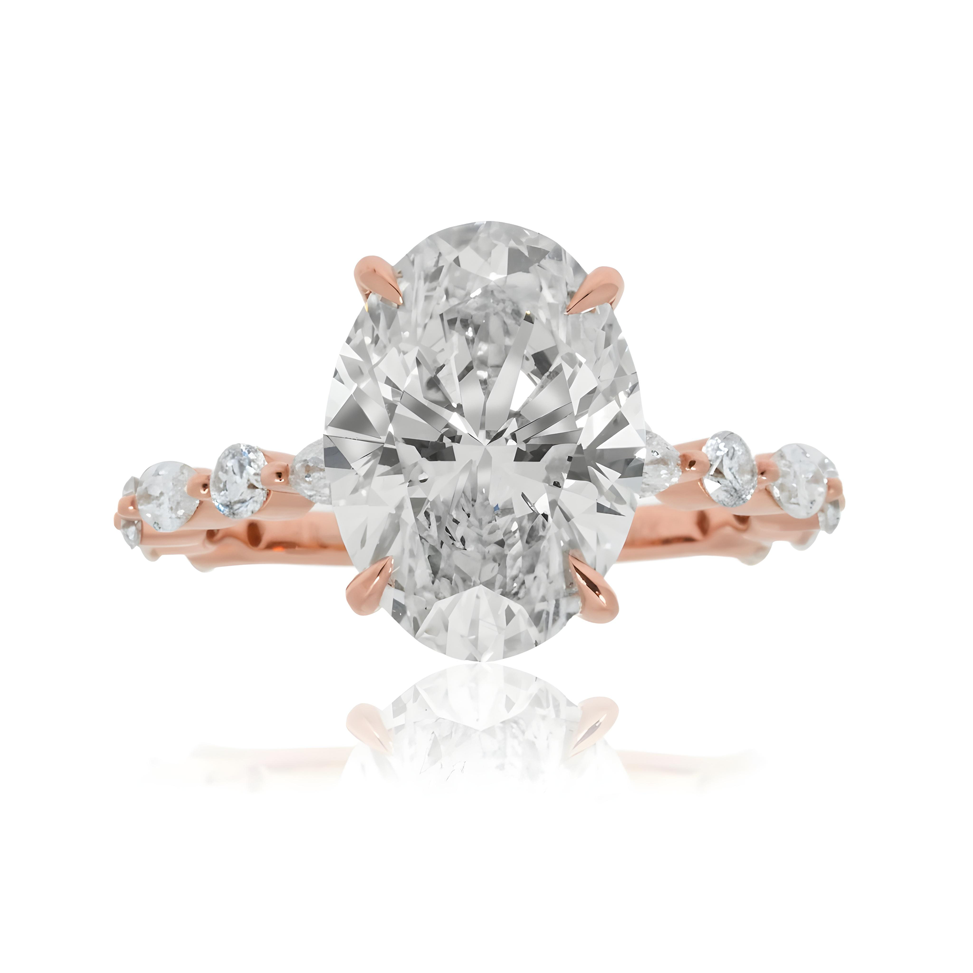 18K Yellow Gold 4ct Oval Cut Diamond Engagement Ring 4.80ctw