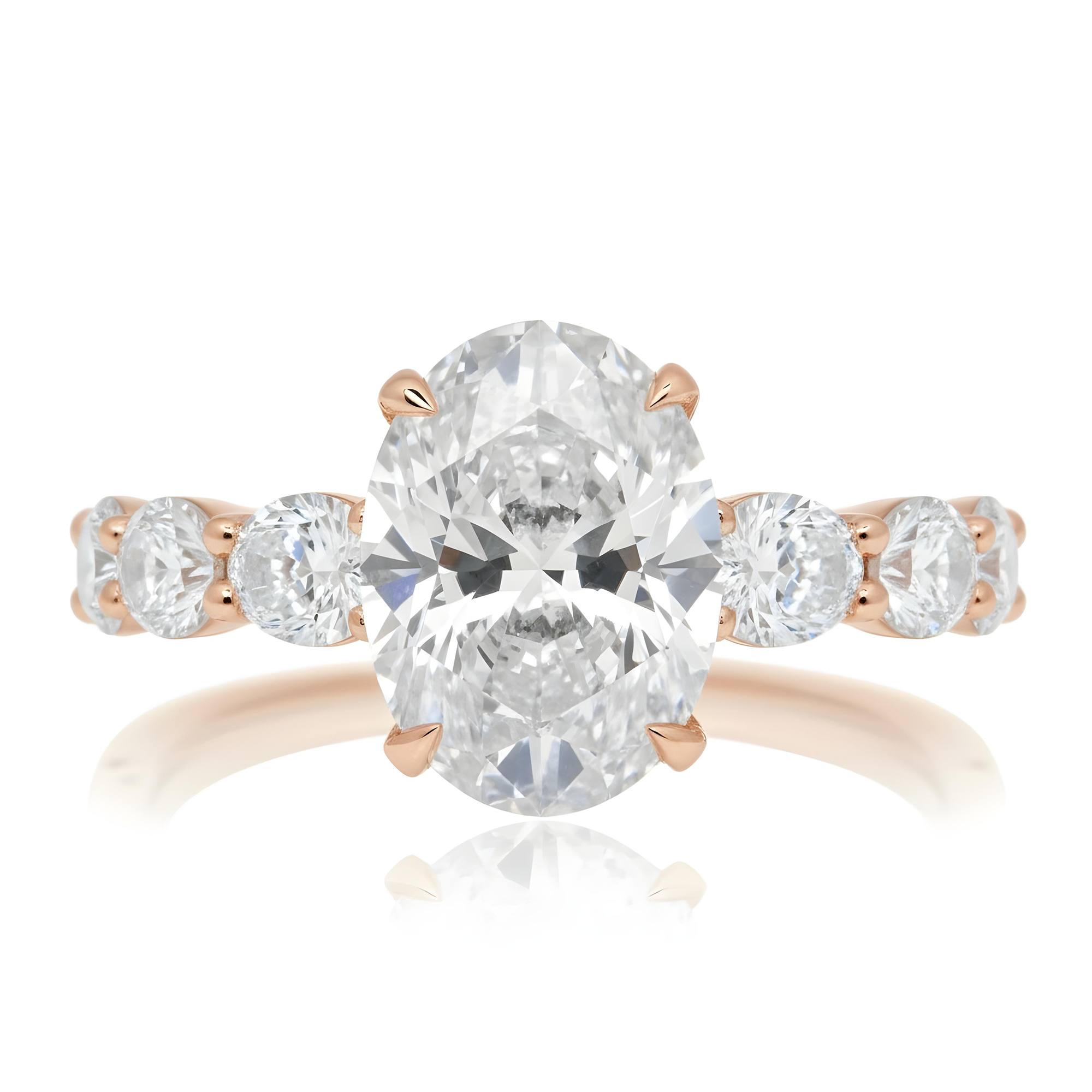 18K White Gold 4.51ct Oval Cut Diamond Engagement Ring 7.86ctw