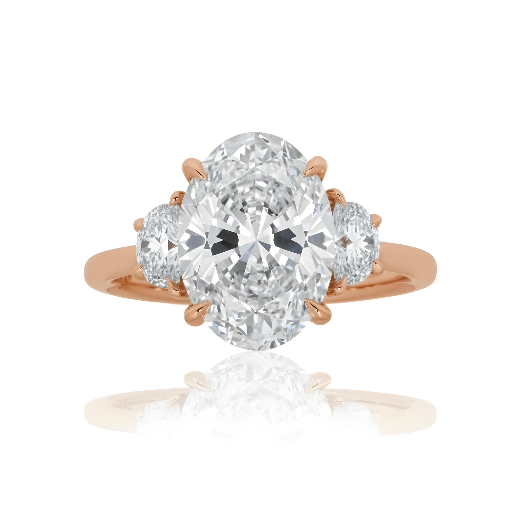 Platinum 3.72ct Oval Cut Triple Diamond Engagement Ring 4.23ctw