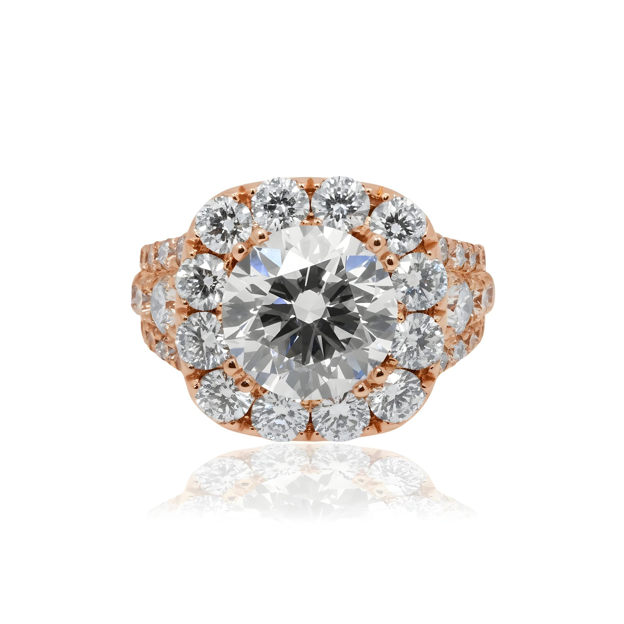 18K White Gold 3.92ct Round Cut Diamond Engagement Ring 7.22ctw