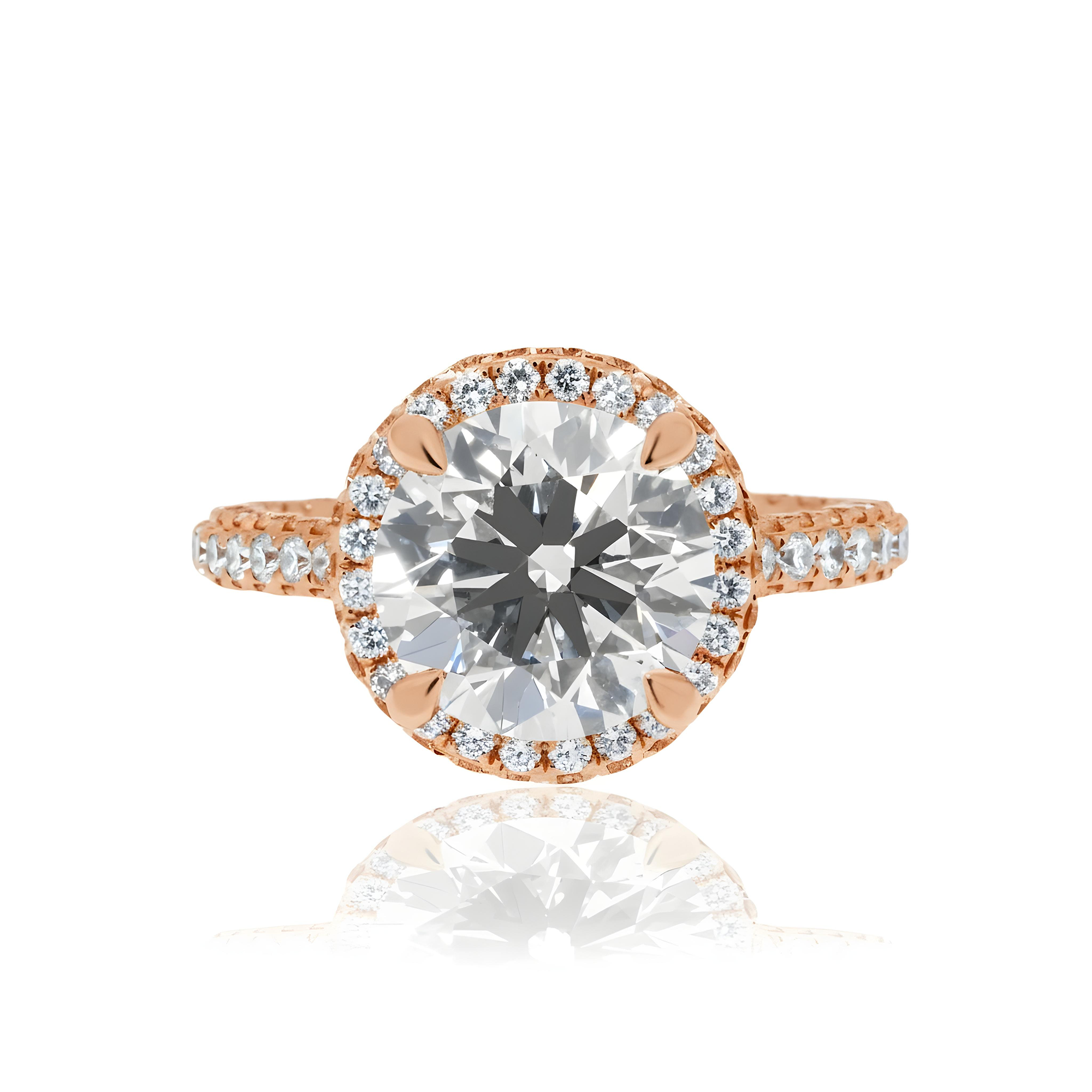 18K White Gold 3.50ct Round Diamond Engagement Ring 4.98ctw