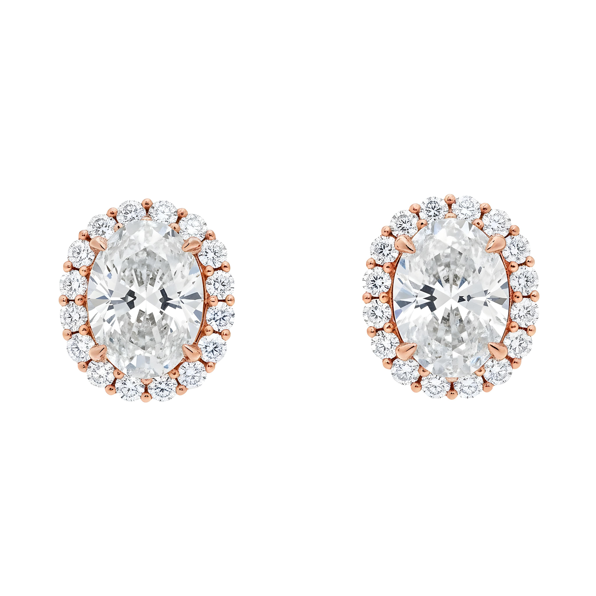 IGI 18K White Gold Oval & Round Diamond Stud Earrings 8.51ctw