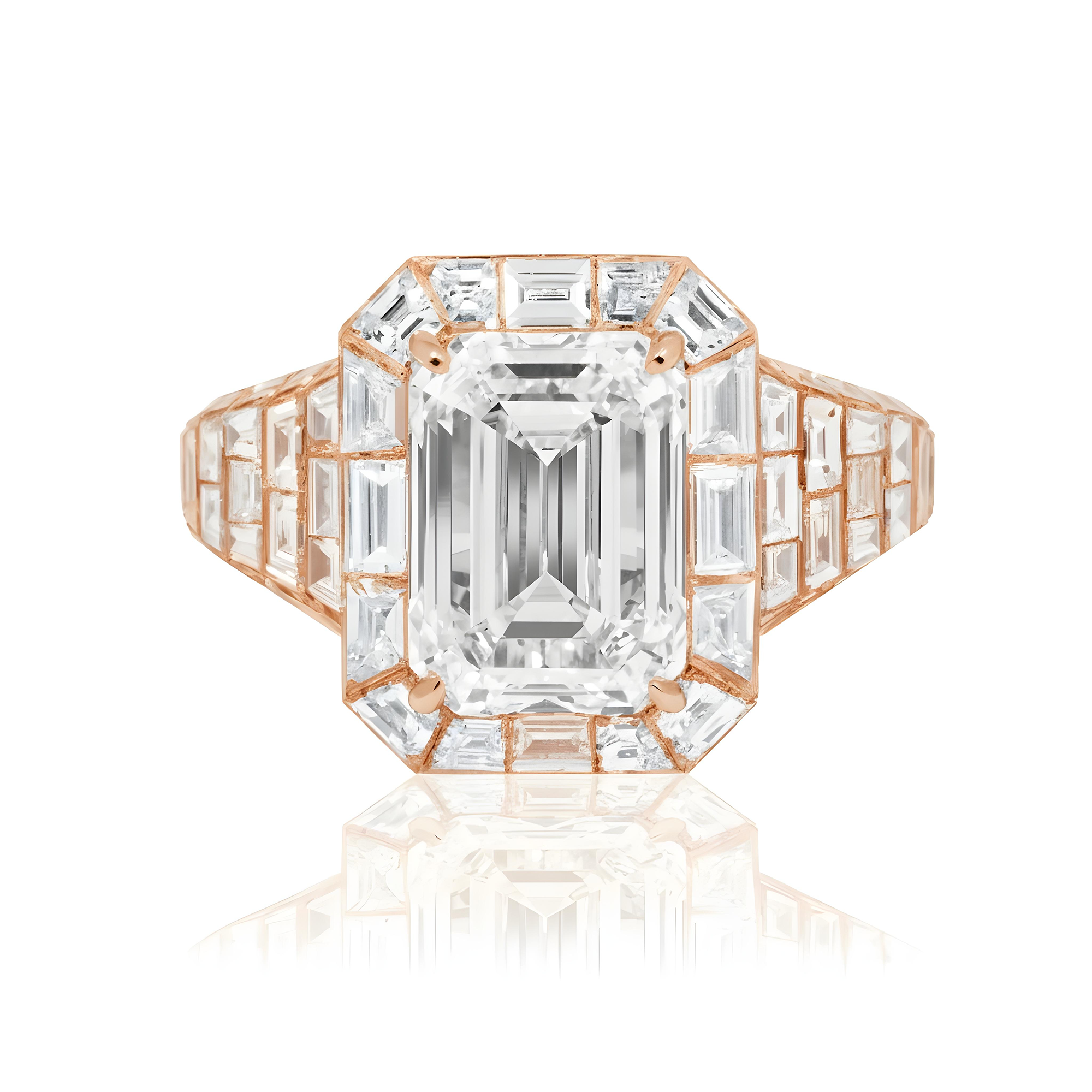GIA 18K White Gold 5ct Emerald Chandelier Diamond Engagement Ring 17.88ctw