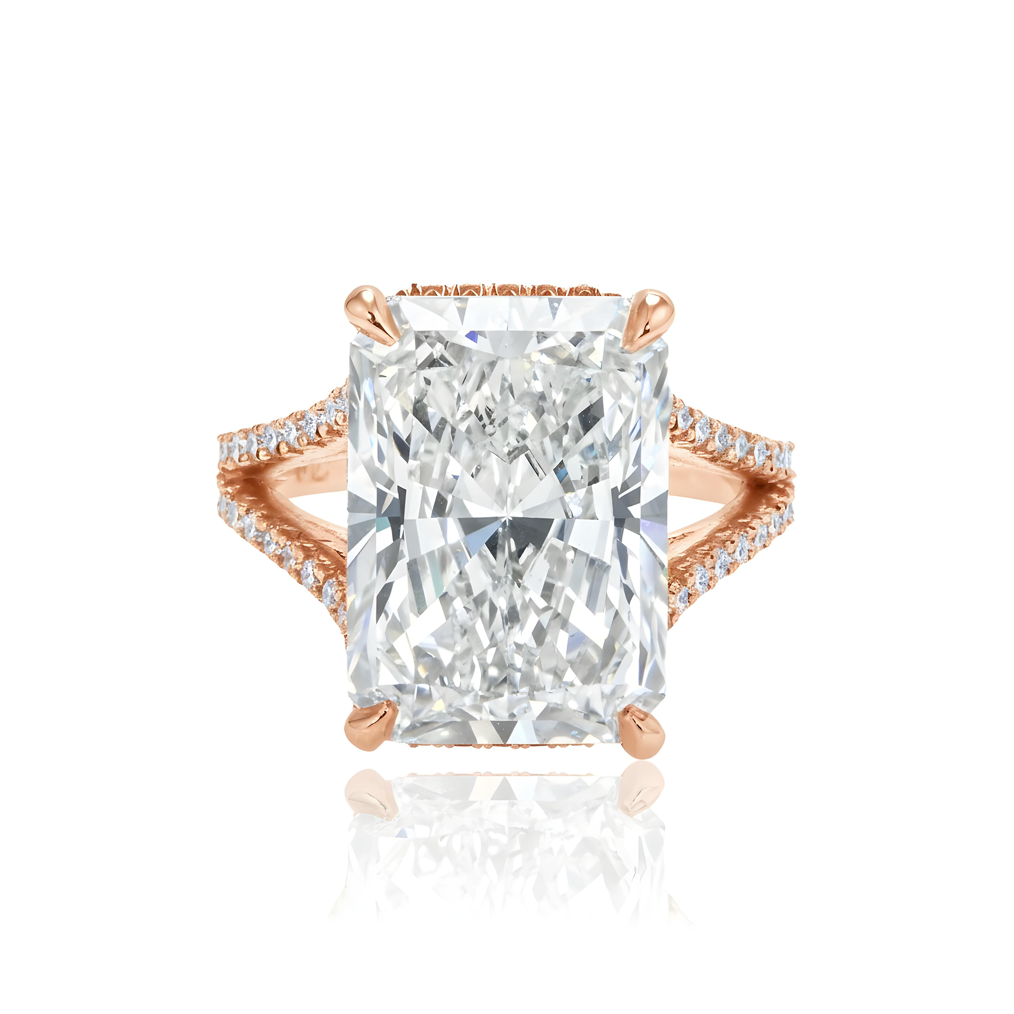 Platinum 9.01ct Radiant Cut Diamond Engagement Ring 10.01ctw